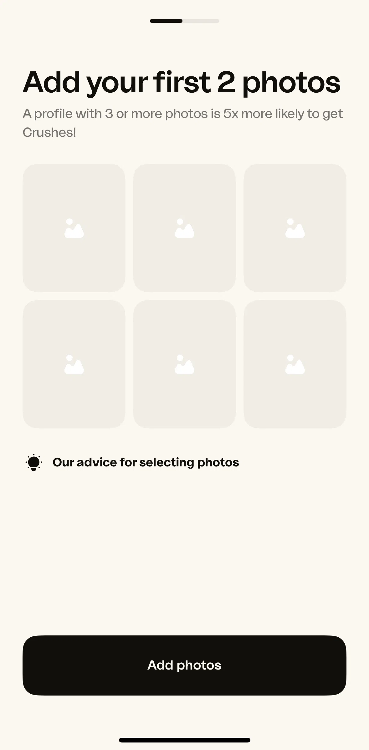 happn Screen screen in the Photo tips flow