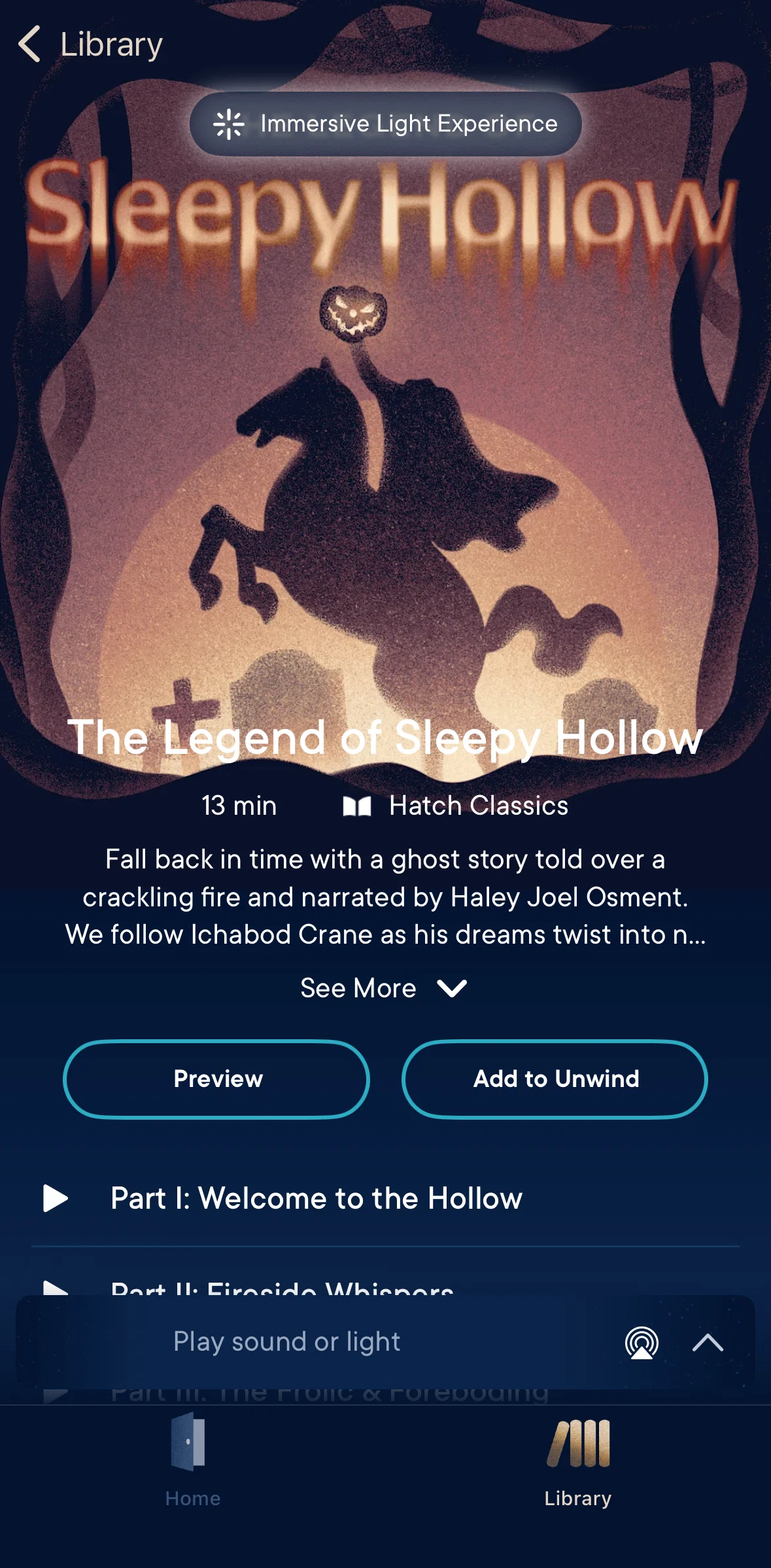 Hatch Sleep Screen screen in the Adding a step (Library) flow