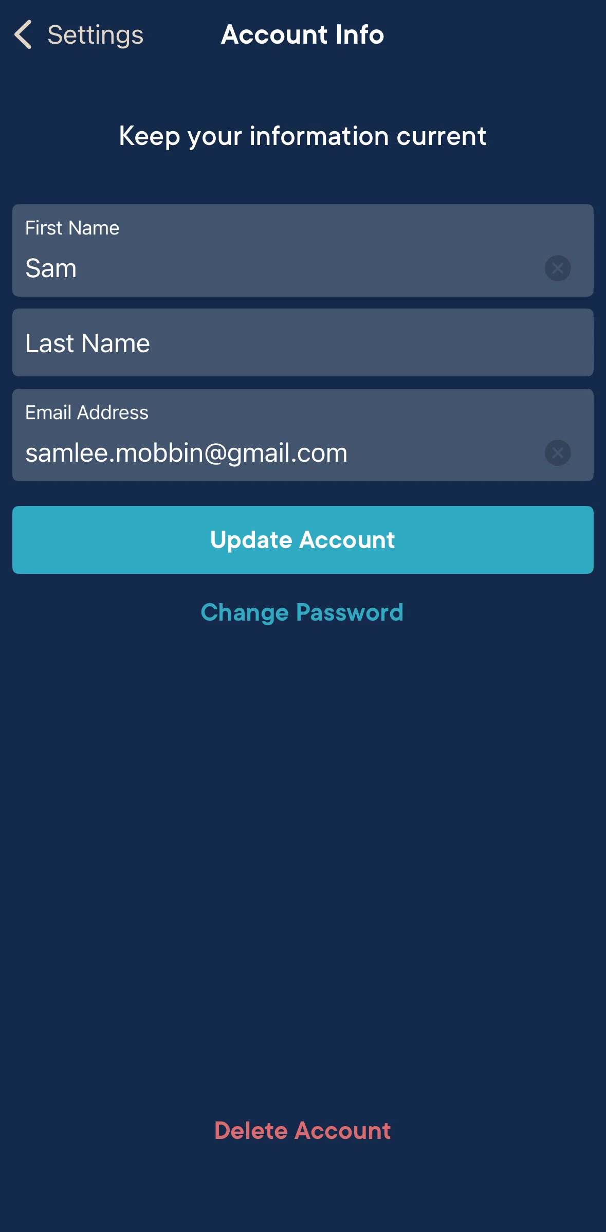 Hatch Sleep Screen screen in the Deleting account flow