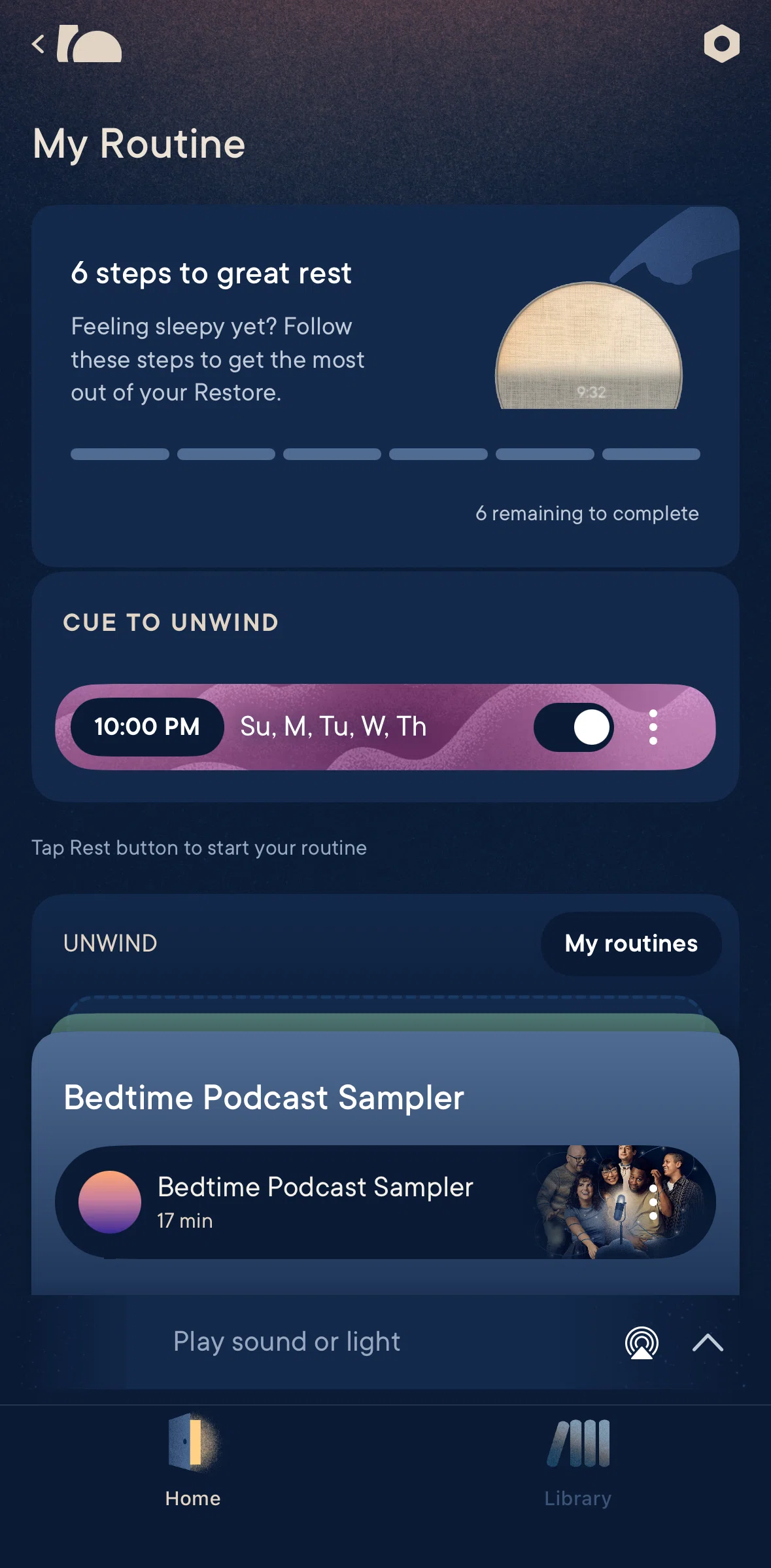 Hatch Sleep Screen screen in the Devices flow