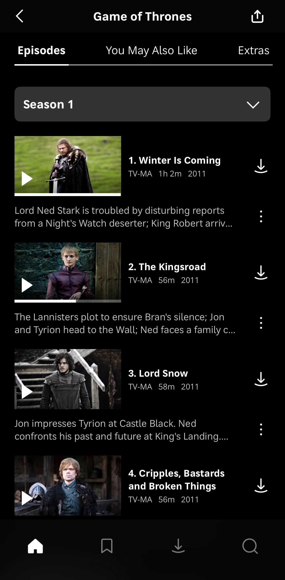 HBO Max Screen screen in the Episode rating information flow