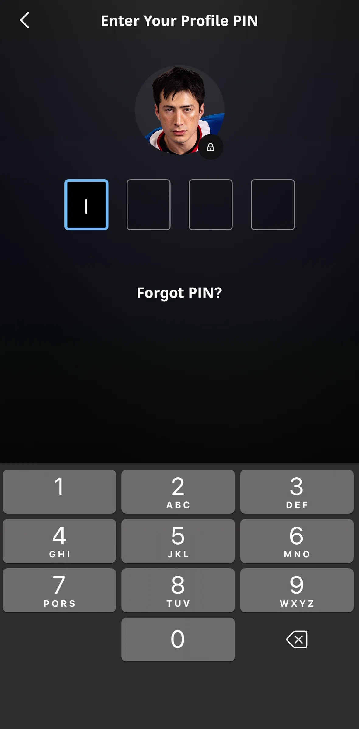 HBO Max Screen screen in the Resetting a profile PIN flow