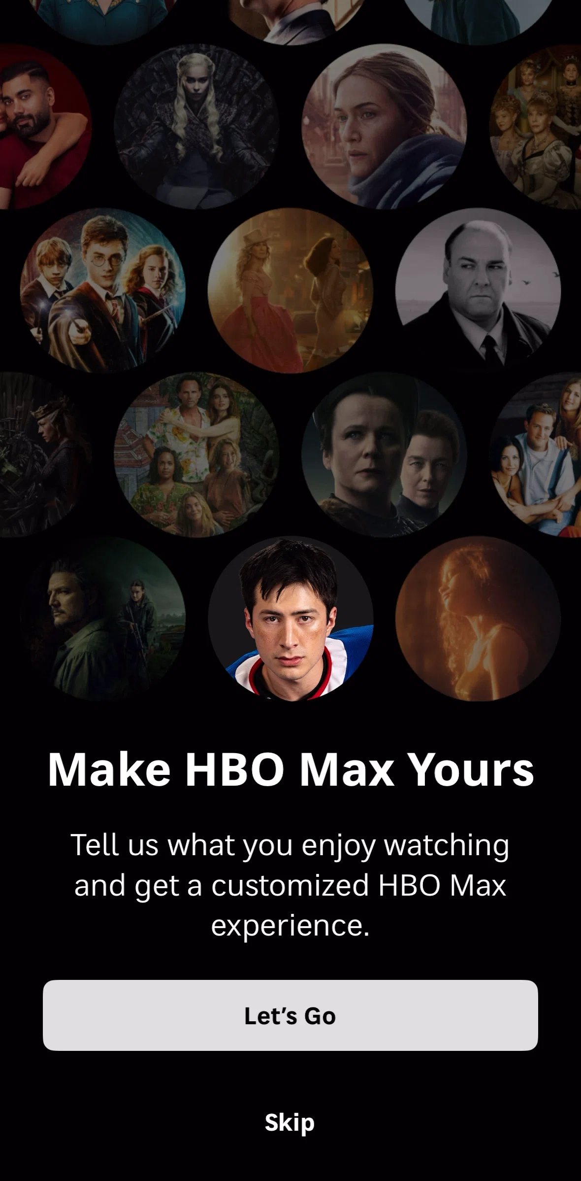 HBO Max Screen screen in the Setting up an account flow