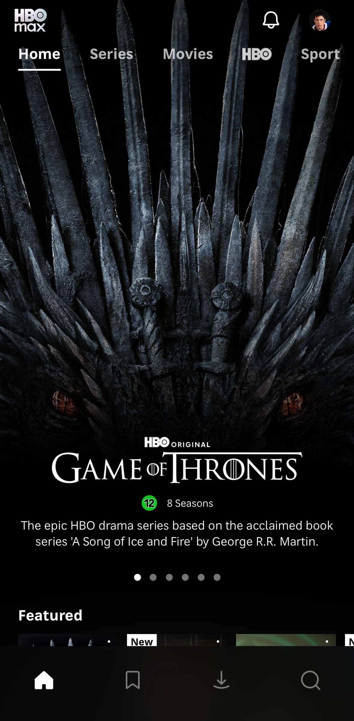 HBO Max Screen screen in the Show detail flow