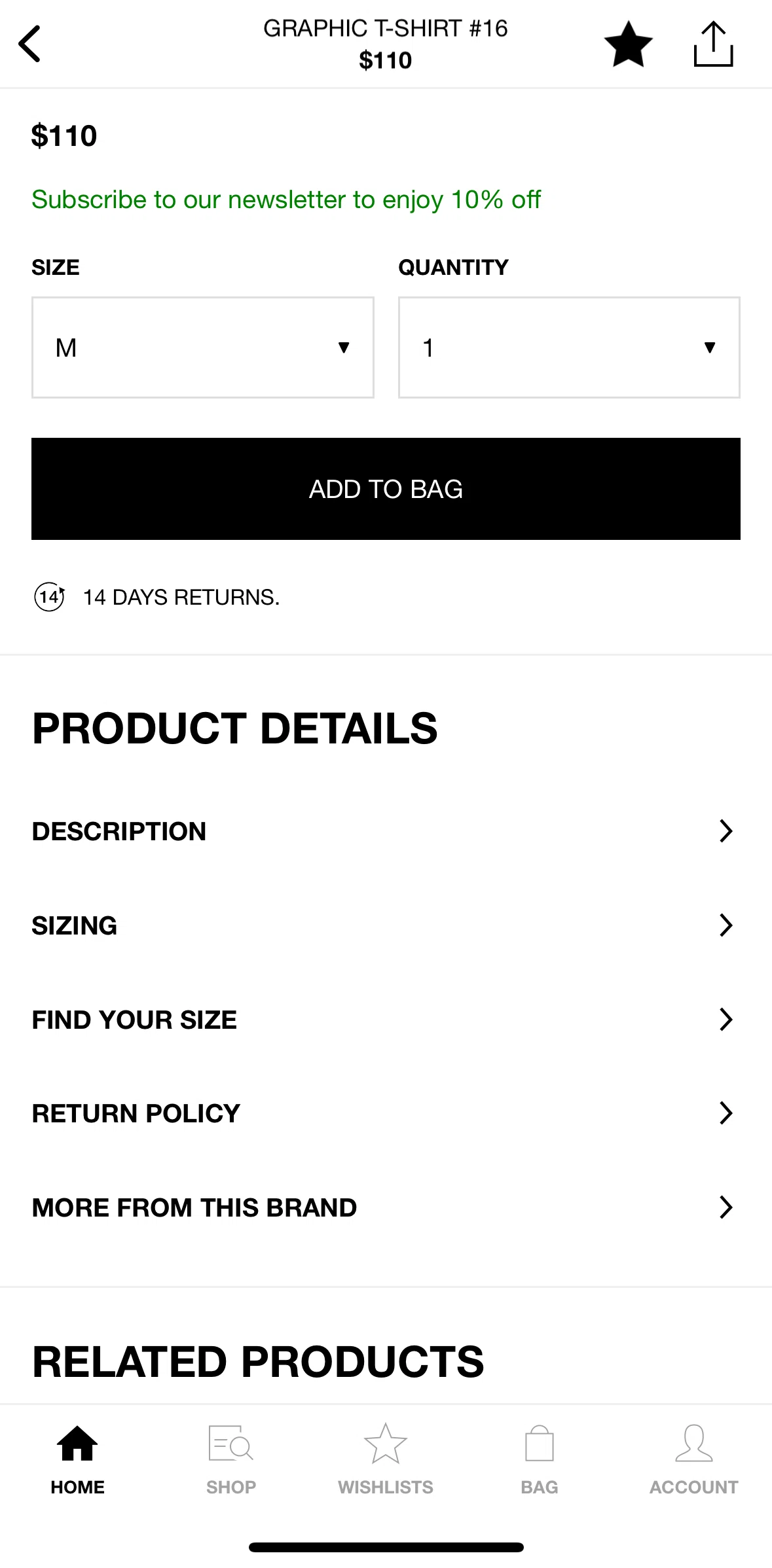 HBX Screen screen in the Adding a product to bag flow