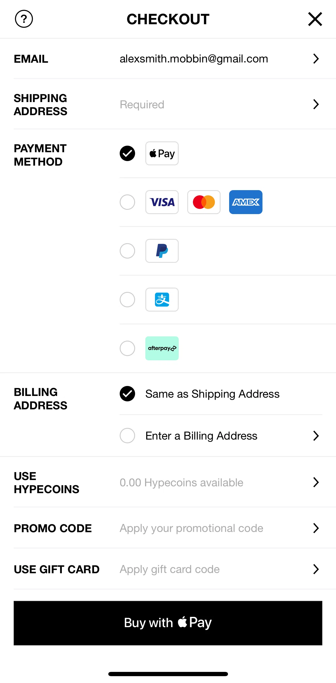 HBX Screen screen in the Adding an address flow
