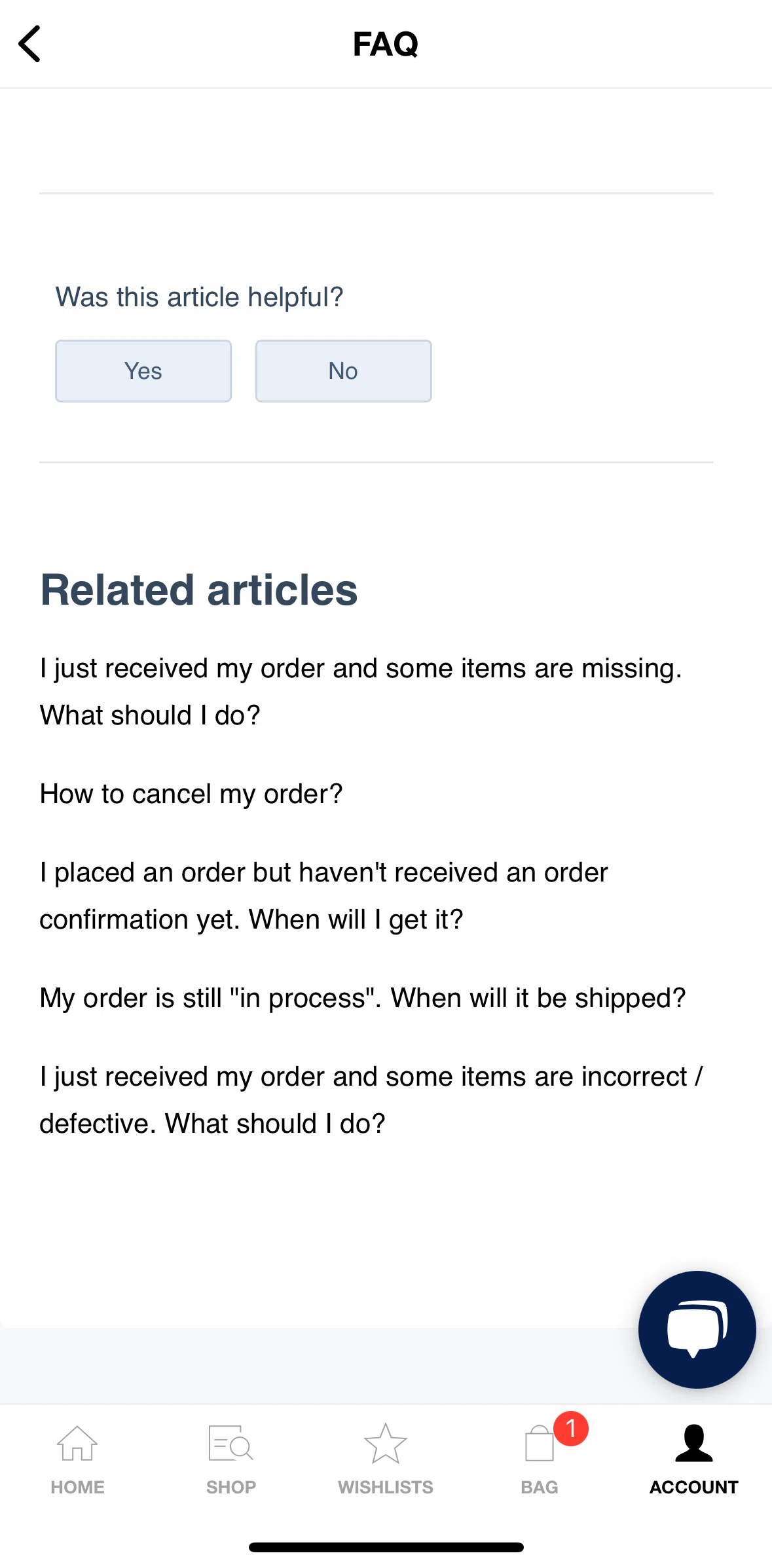 HBX Screen screen in the Chatting with support flow