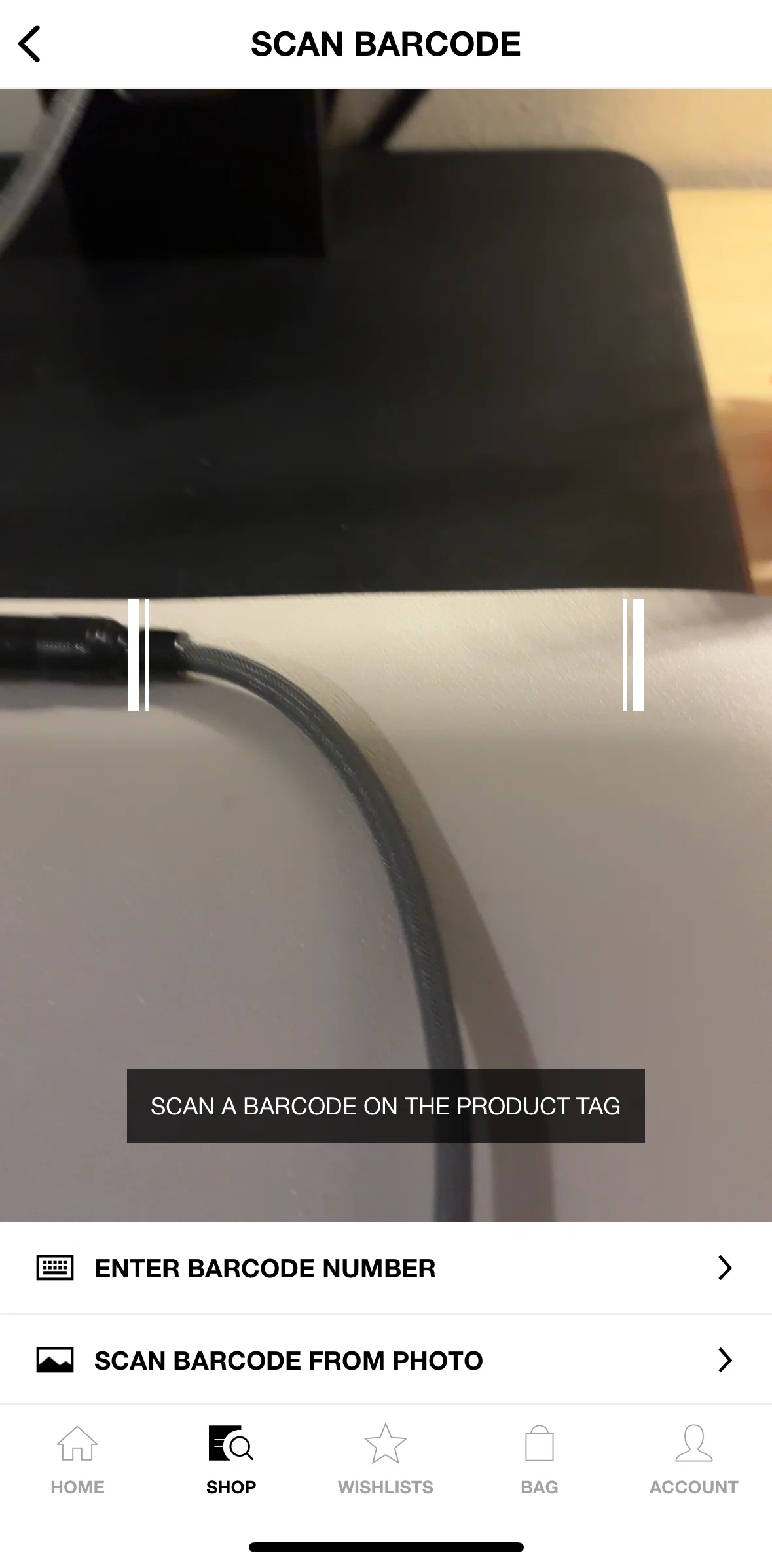HBX Screen screen in the Enter barcode number flow