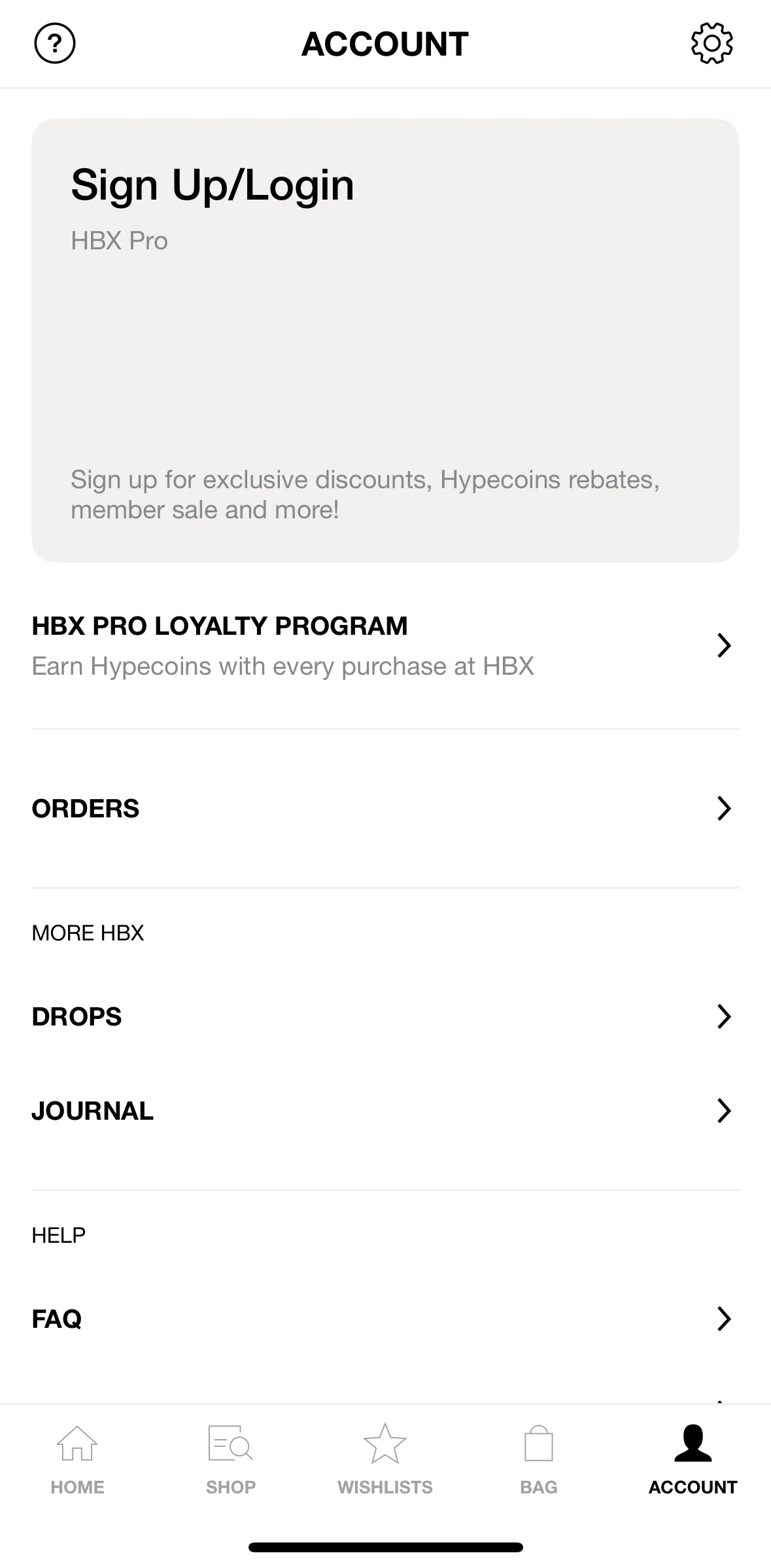 HBX Screen screen in the Logging in flow