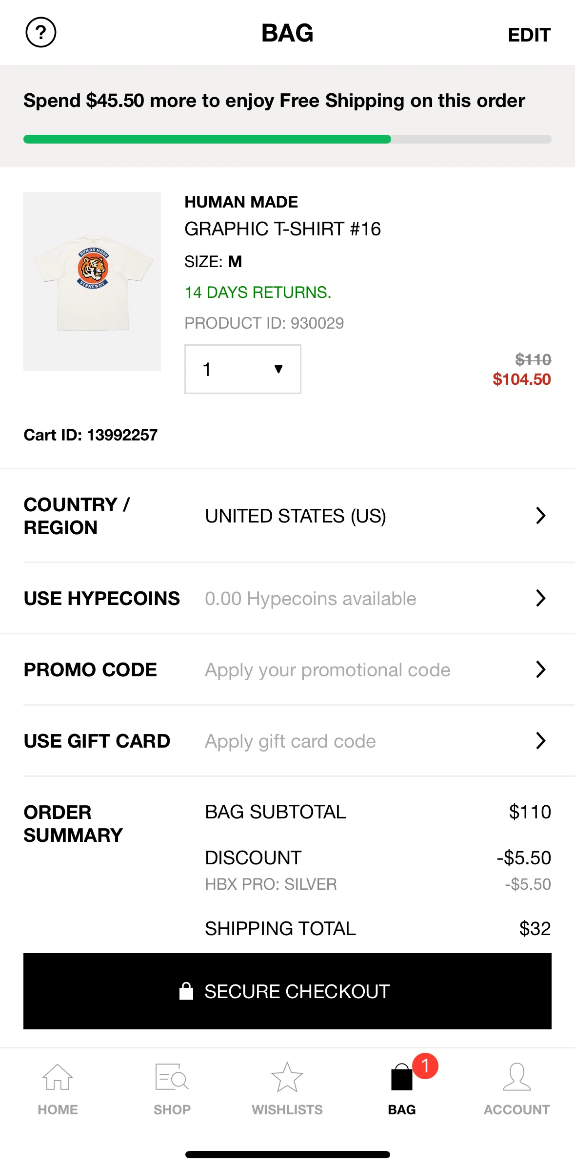 HBX Screen screen in the Use Hypecoins flow