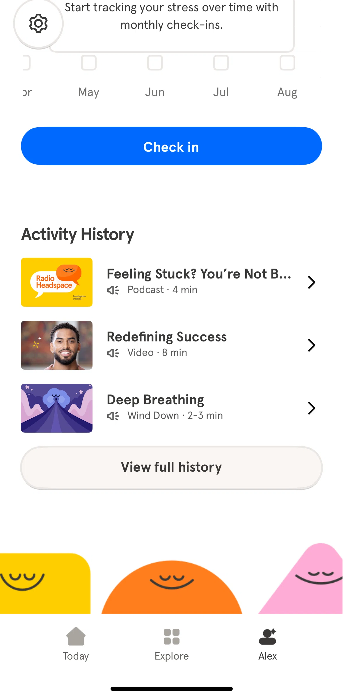 Headspace Screen screen in the Activity history flow