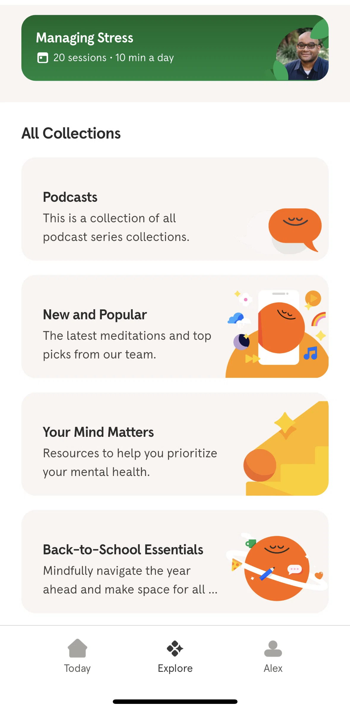 Headspace Screen screen in the Collection detail flow