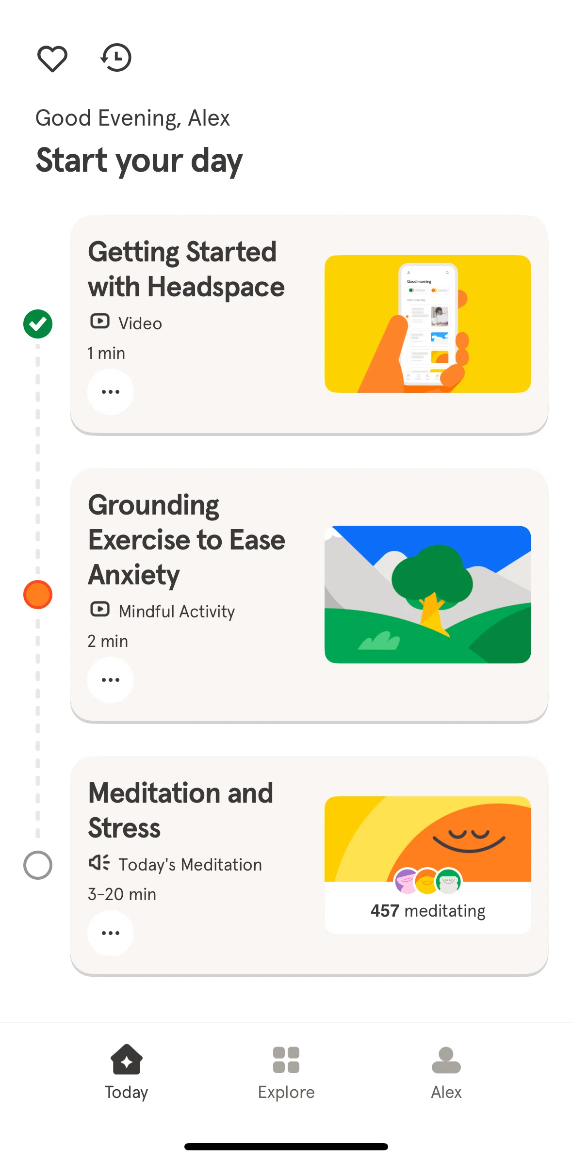 Headspace Screen screen in the Today flow