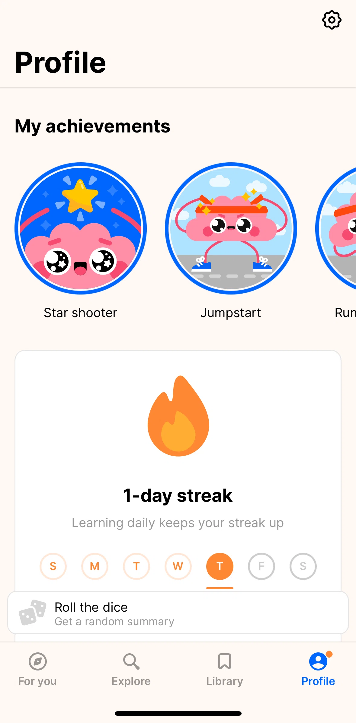 Headway Screen 1 screen in the View achievements flow