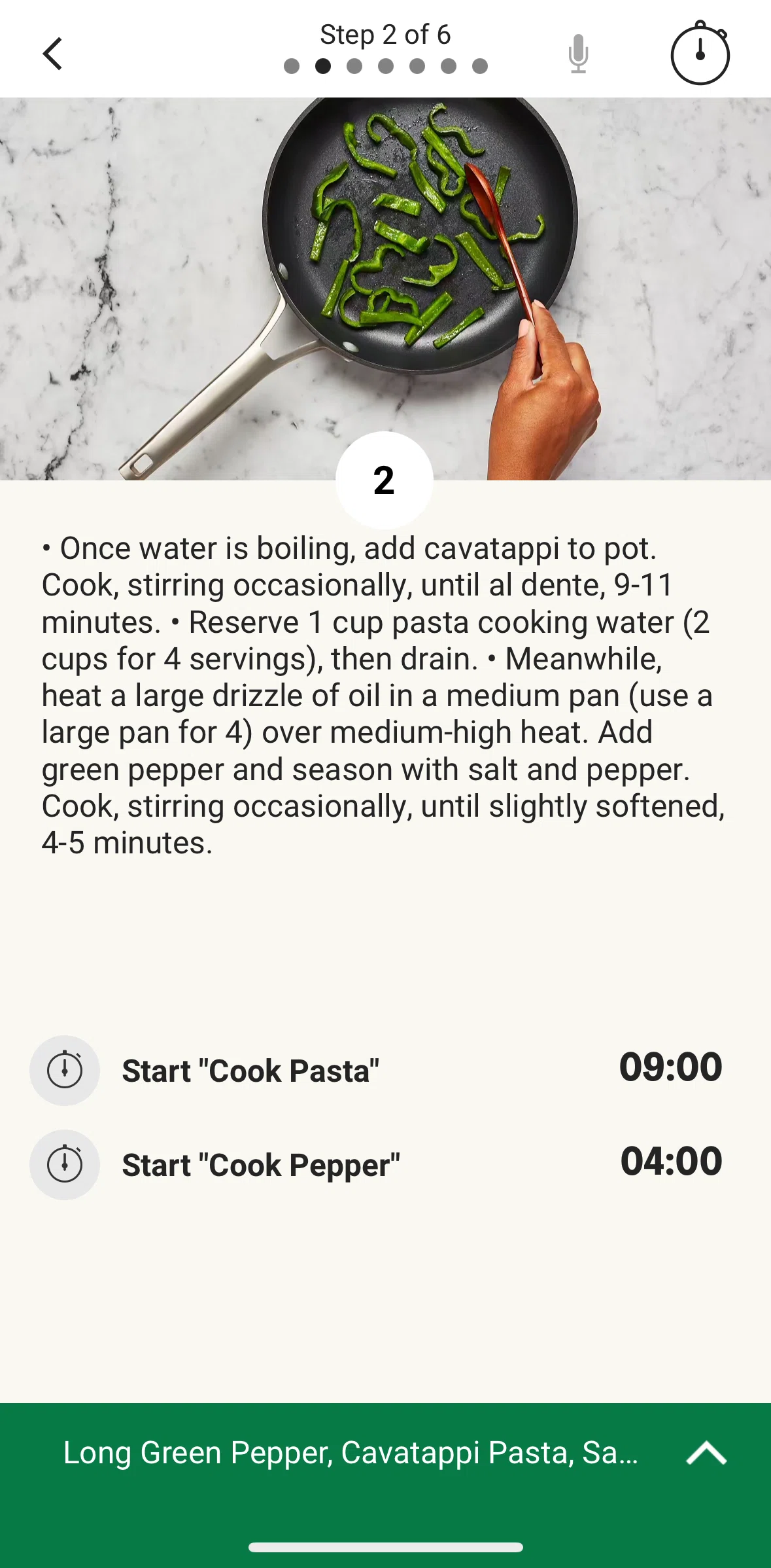 HelloFresh Screen screen in the Starting a timer flow