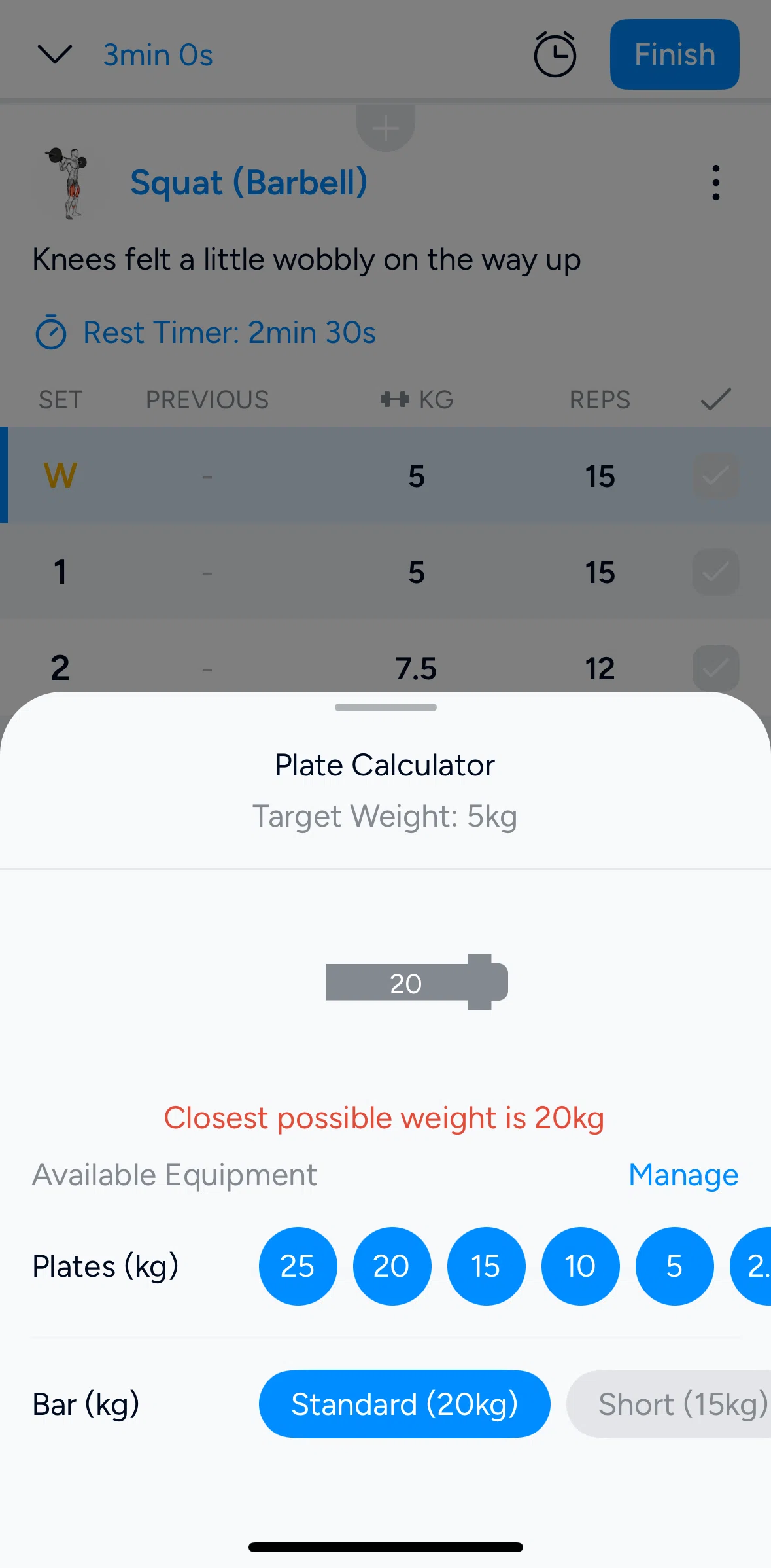 Hevy Screen screen in the Adding a custom bar flow