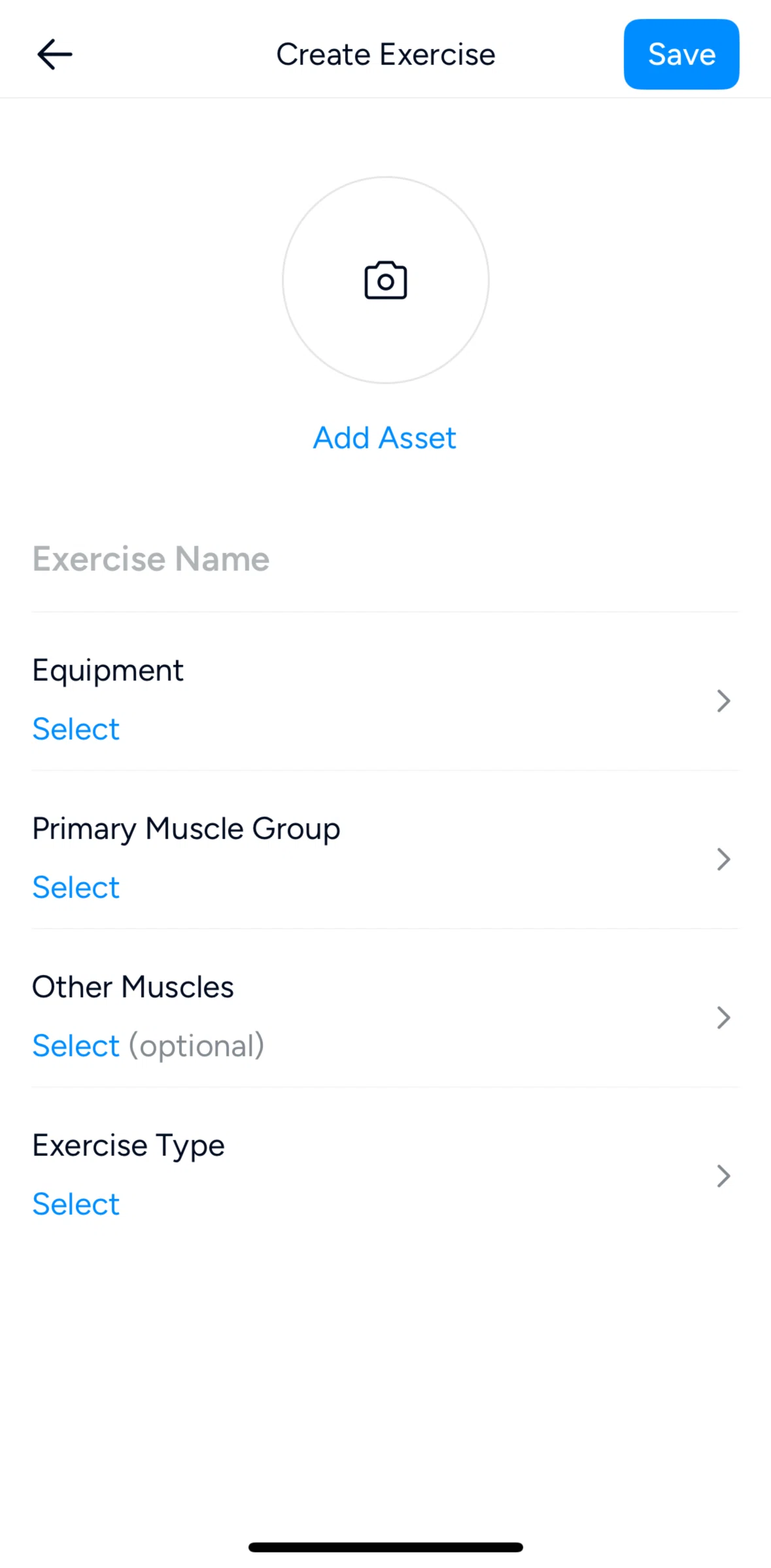 Hevy Screen screen in the Adding an asset flow