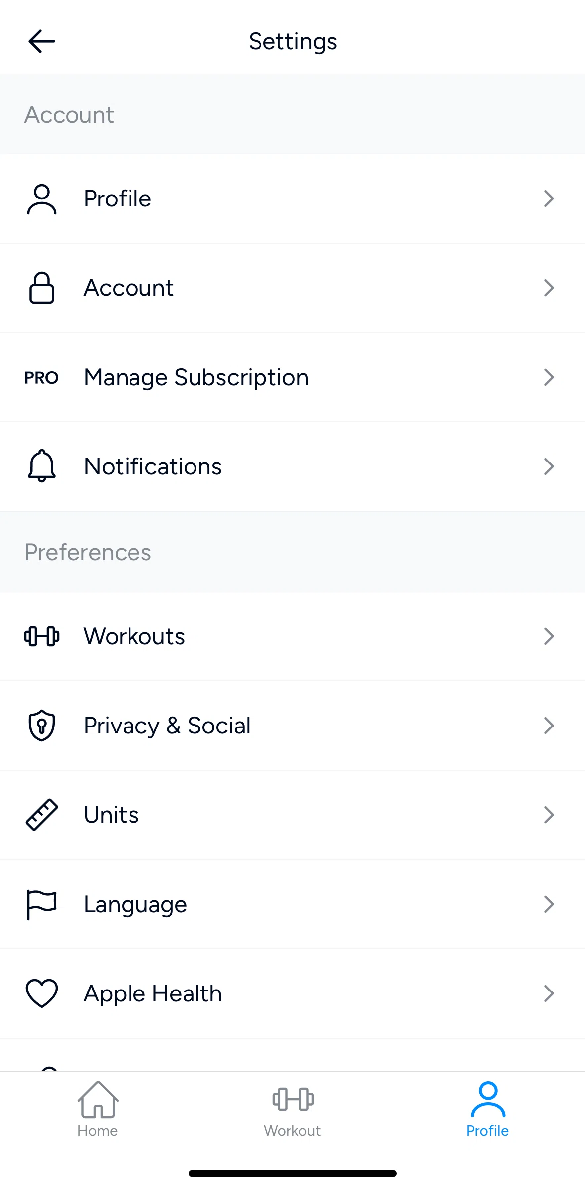 Hevy Screen screen in the Changing notification settings flow
