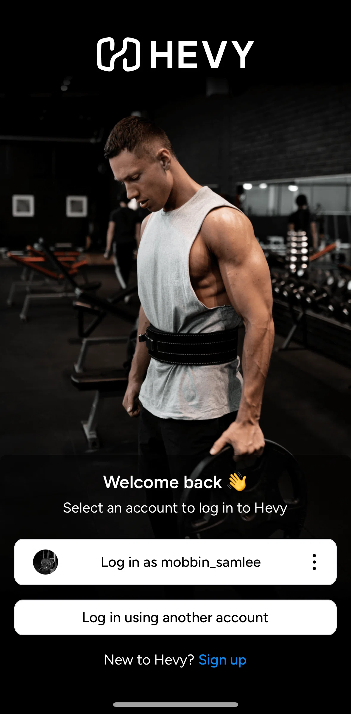 Hevy Screen screen in the Removing an account flow