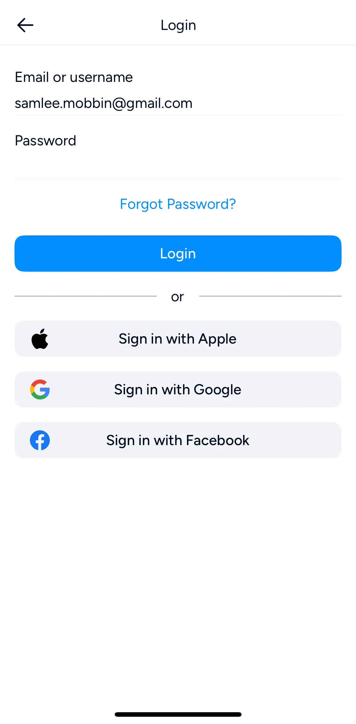 Hevy Screen screen in the Resetting password flow