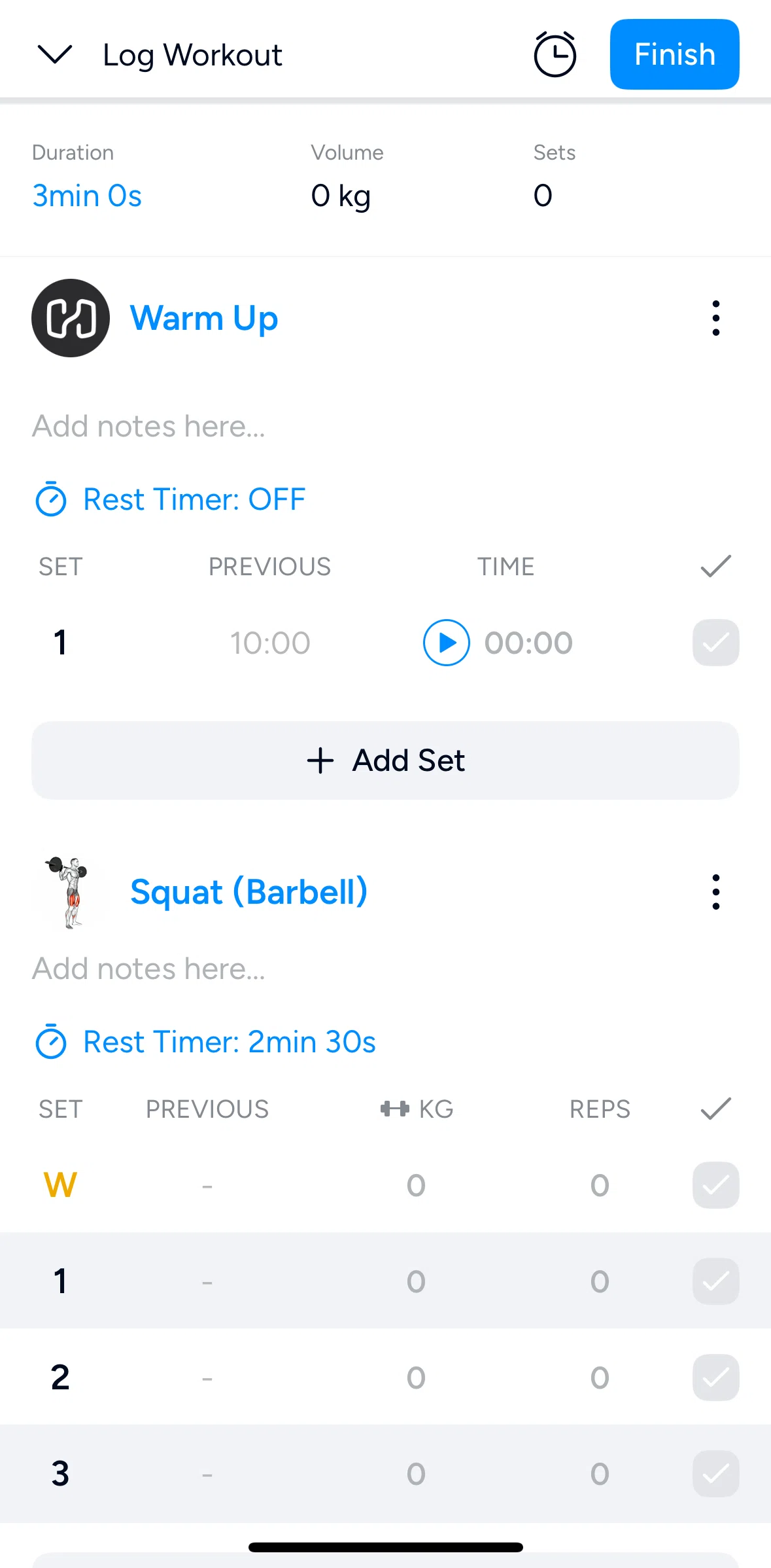 Hevy Screen screen in the Starting a timer flow