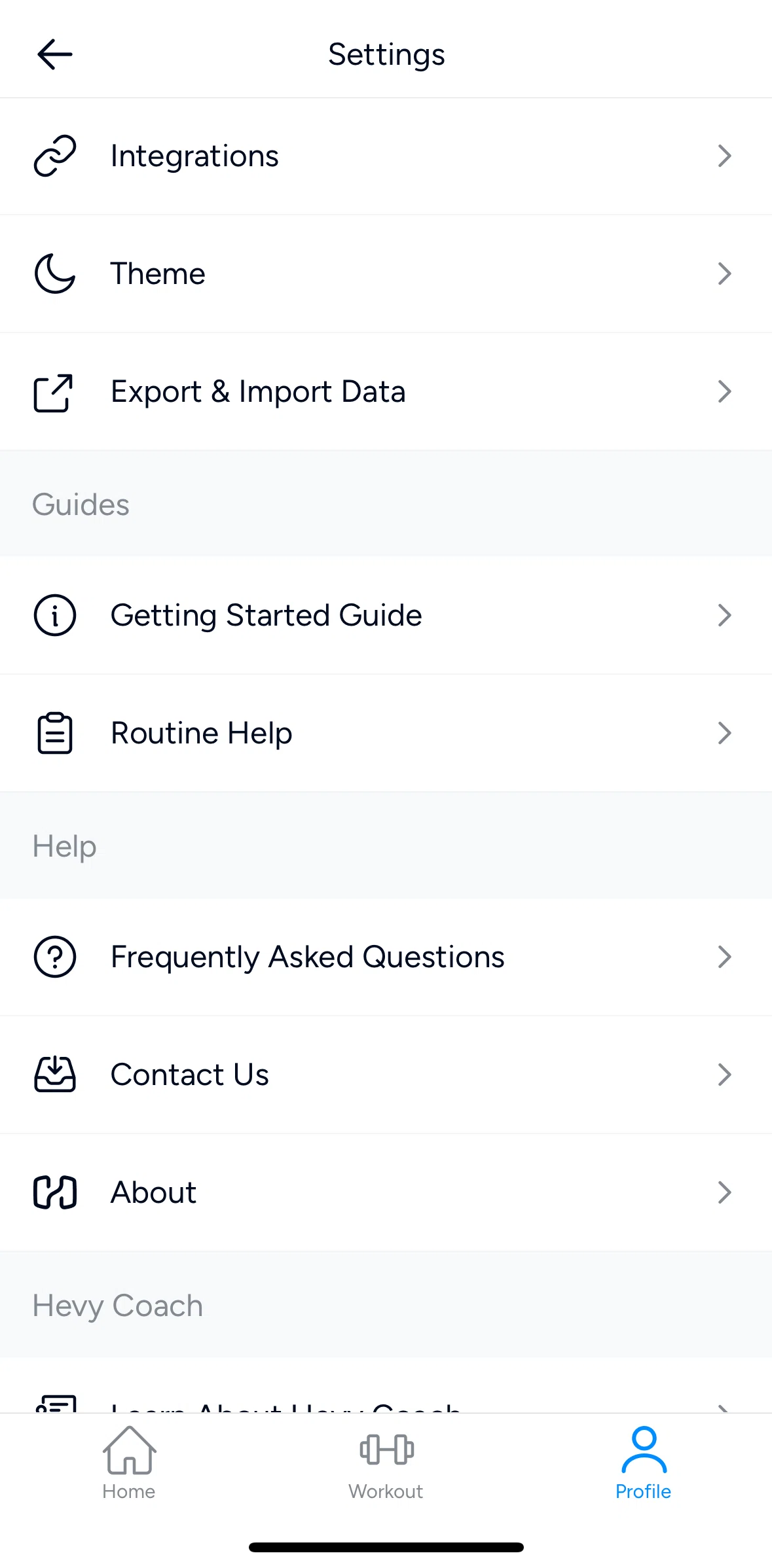 Hevy Screen screen in the Switching to dark mode flow