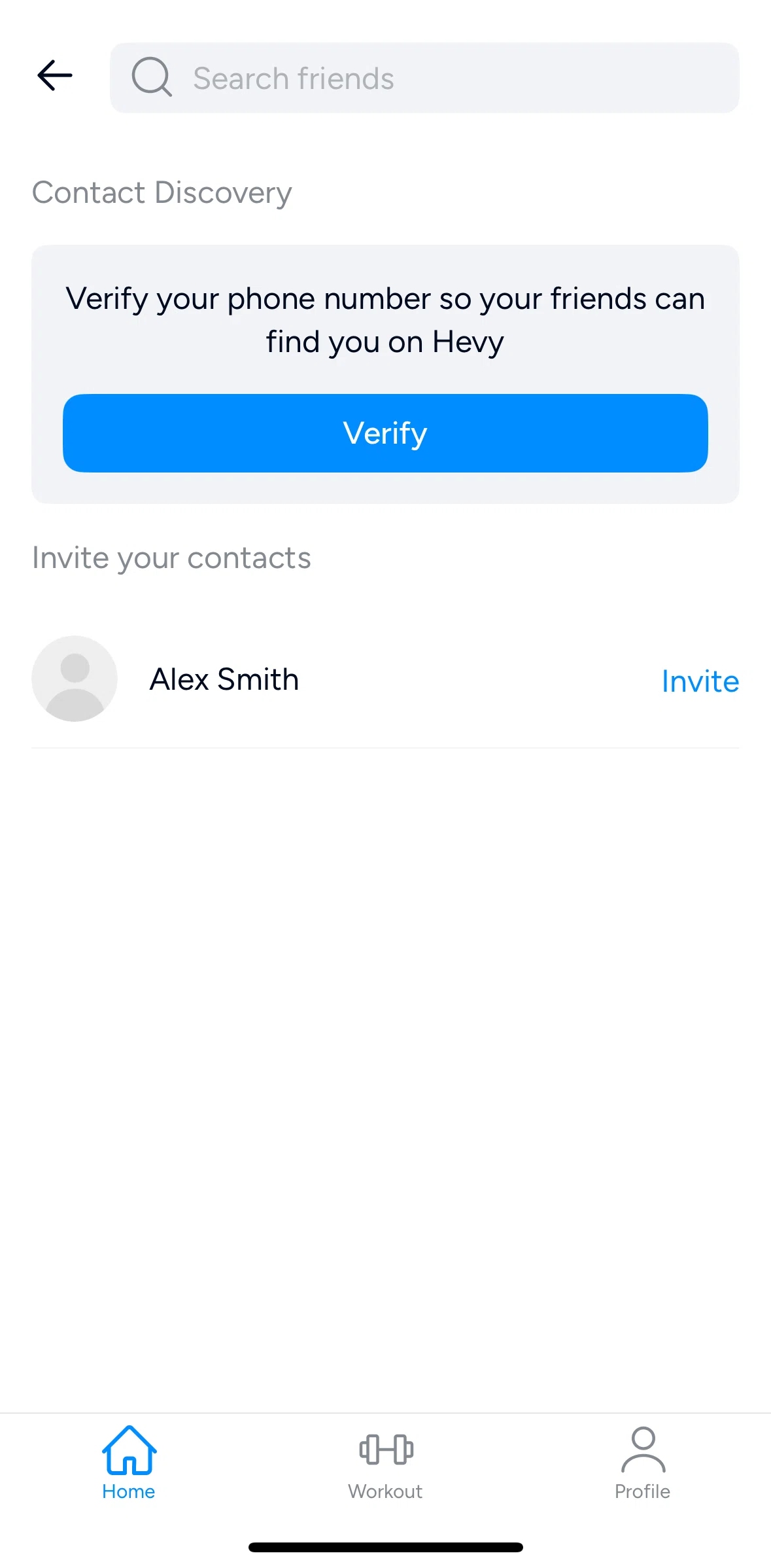 Hevy Screen screen in the Verifying phone number flow