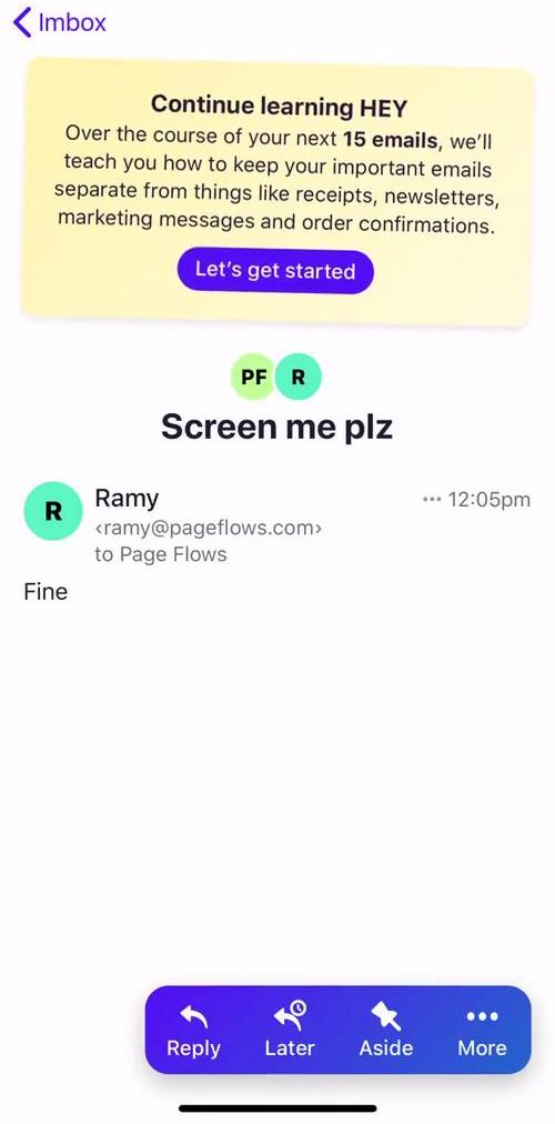 Hey Message thread screen in the General Browsing flow