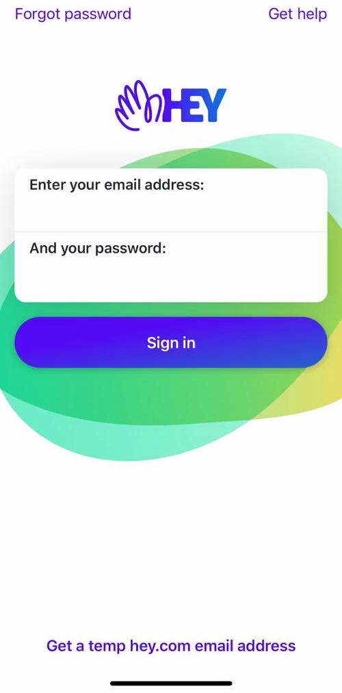 Hey Login screen in the Logging In flow