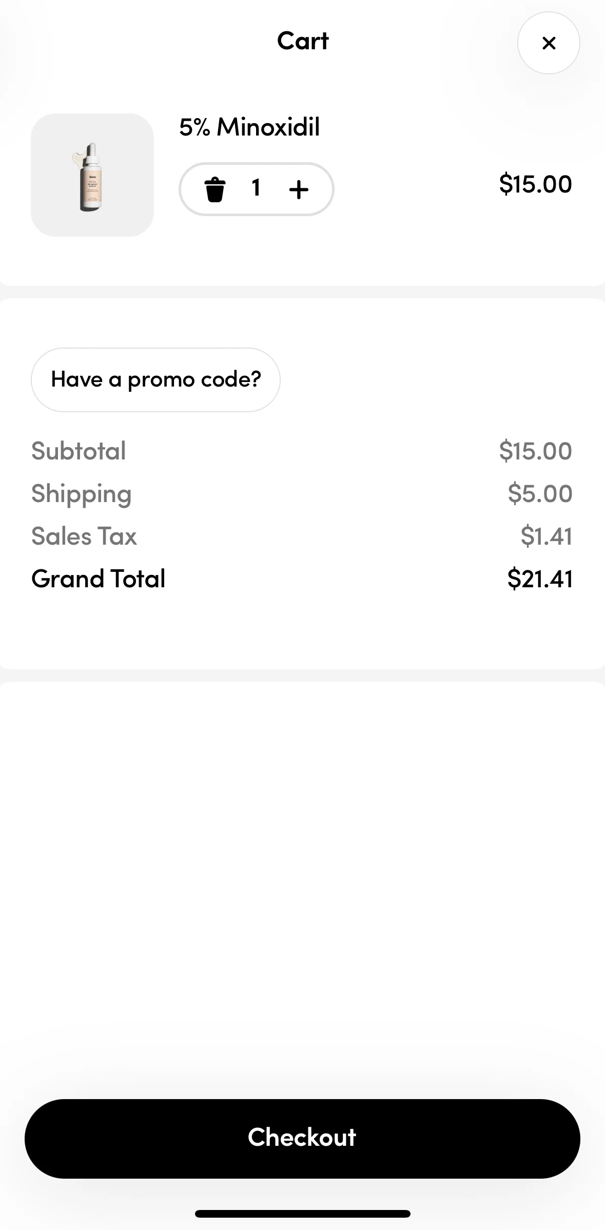 Hims Screen screen in the Add a promo code flow