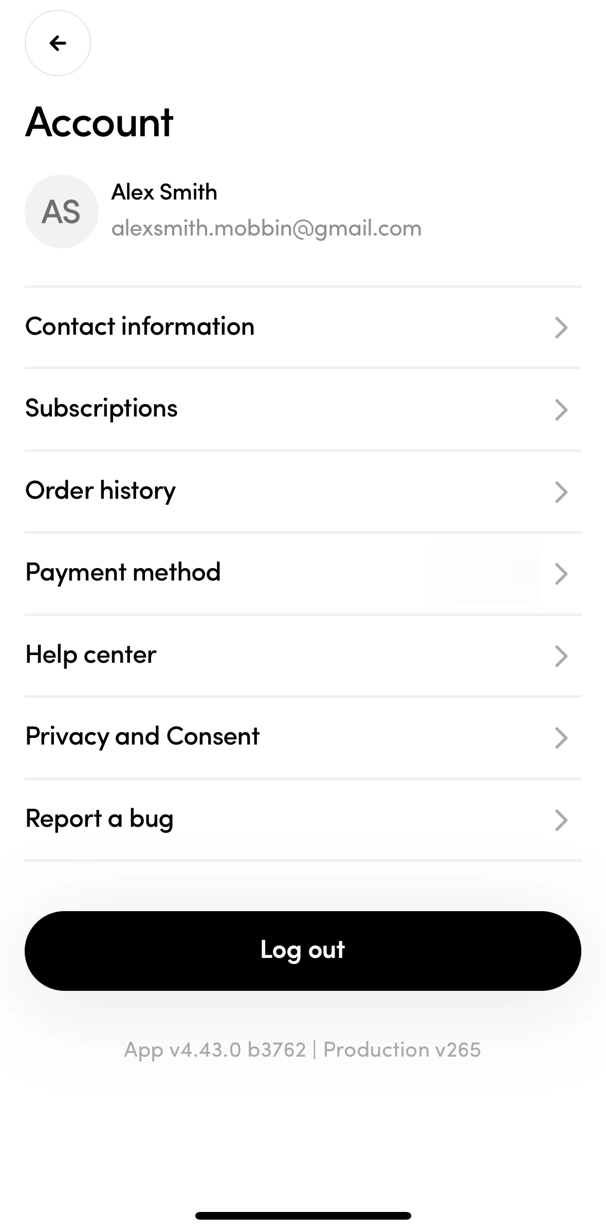 Hims Screen screen in the Order history flow