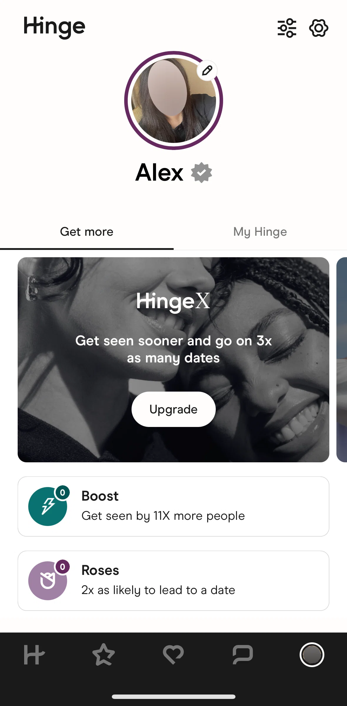 Hinge Screen screen in the Boost detail flow