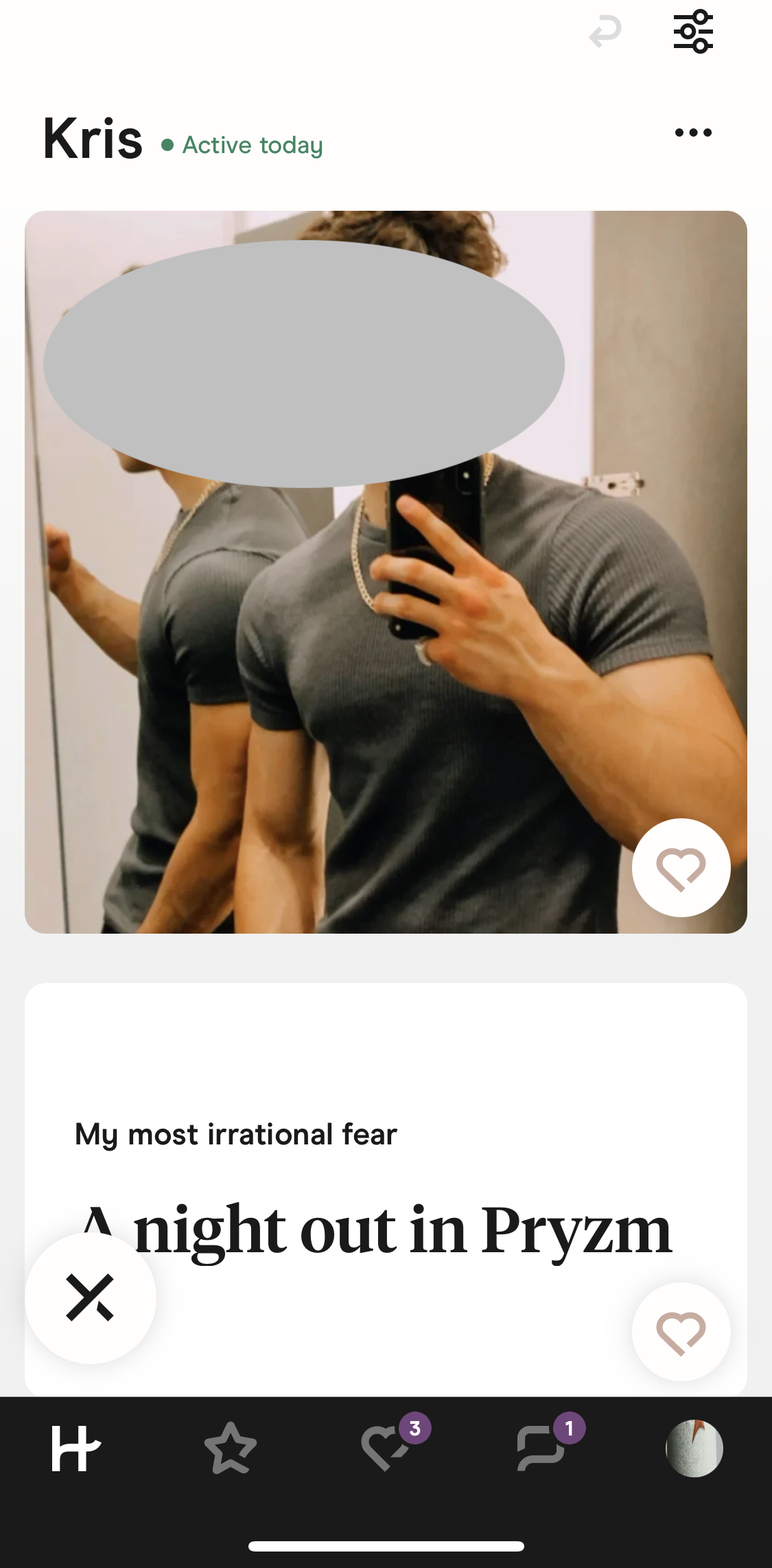 Hinge Home screen in the Chat flow