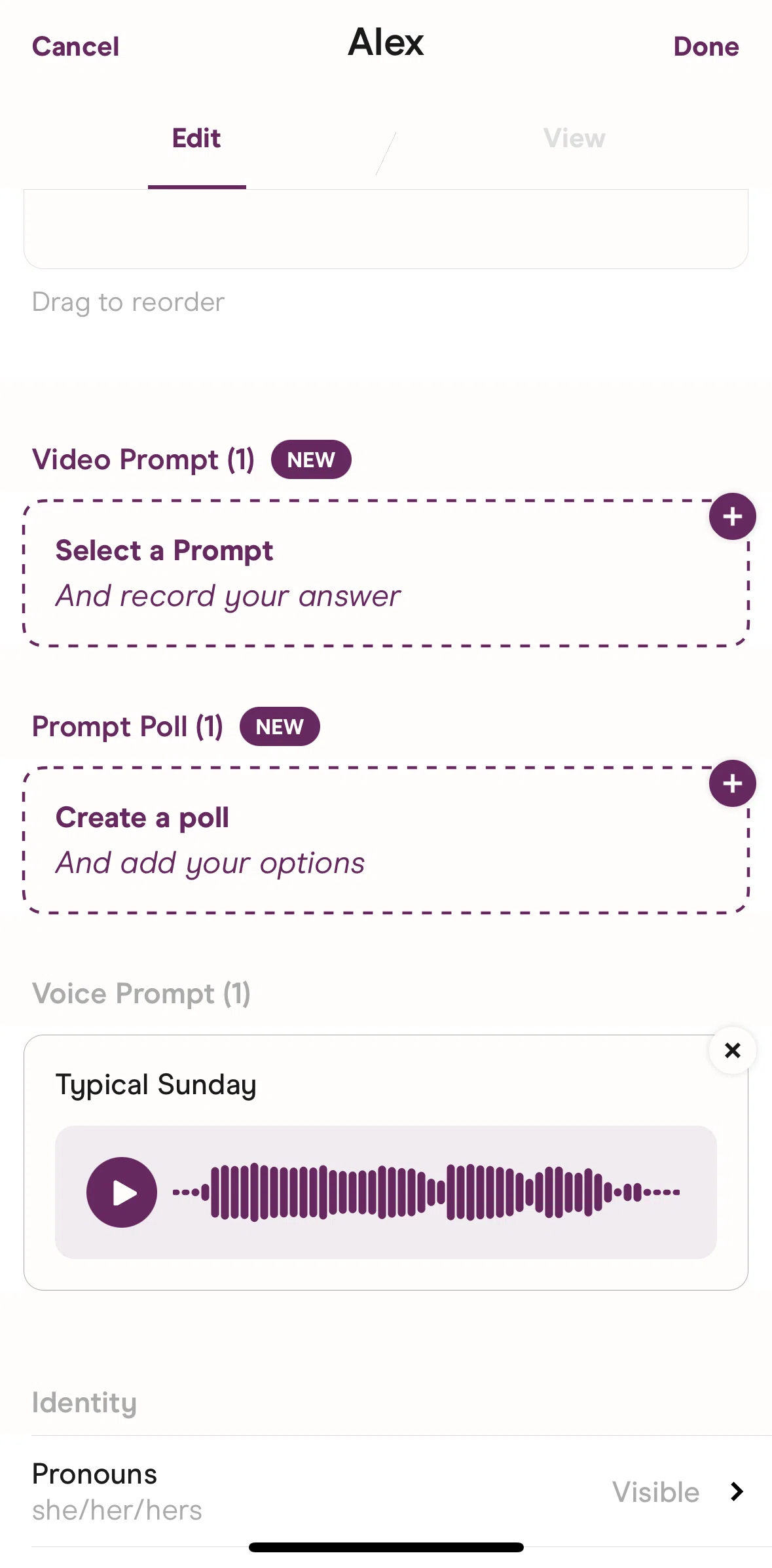 Hinge Screen screen in the Creating a poll flow