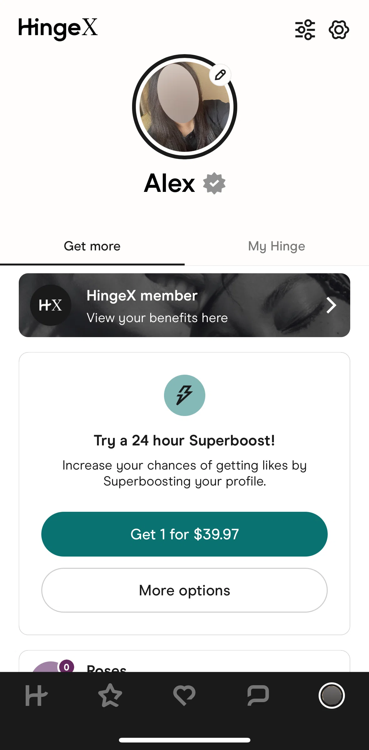 Hinge Screen screen in the HingeX benefits flow
