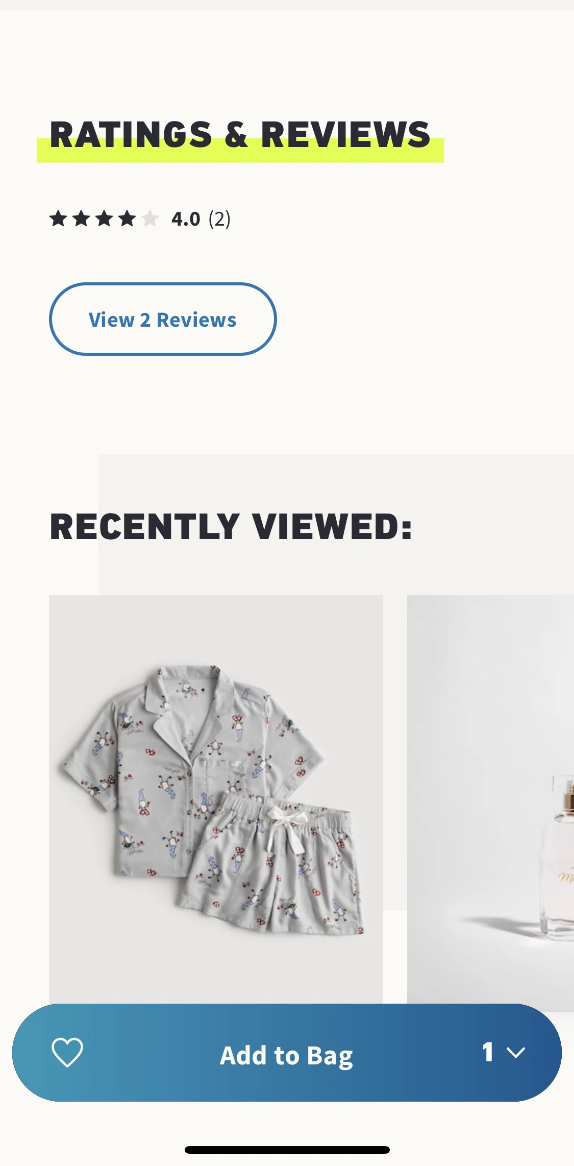 Hollister Co. Screen screen in the Ratings and reviews flow