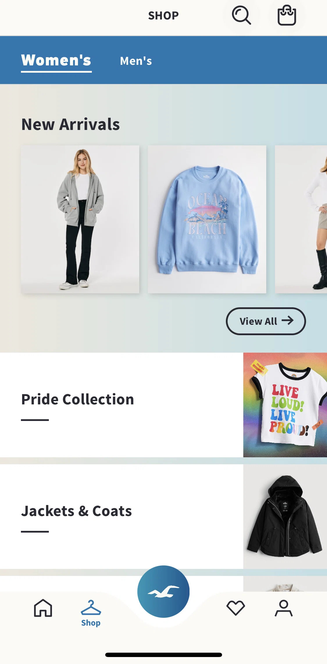 Hollister Co. Screen screen in the Shop new arrivals flow