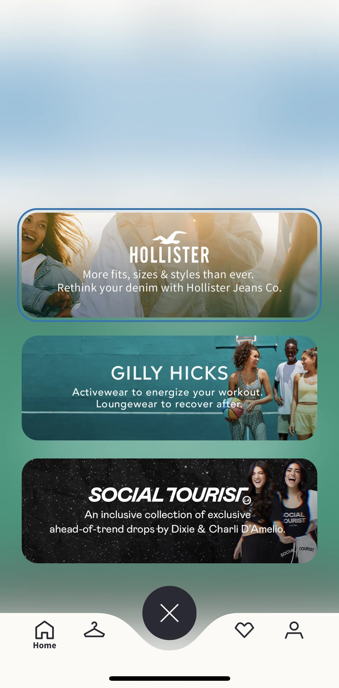 Hollister Co. Screen screen in the Switching to Social Tourist flow