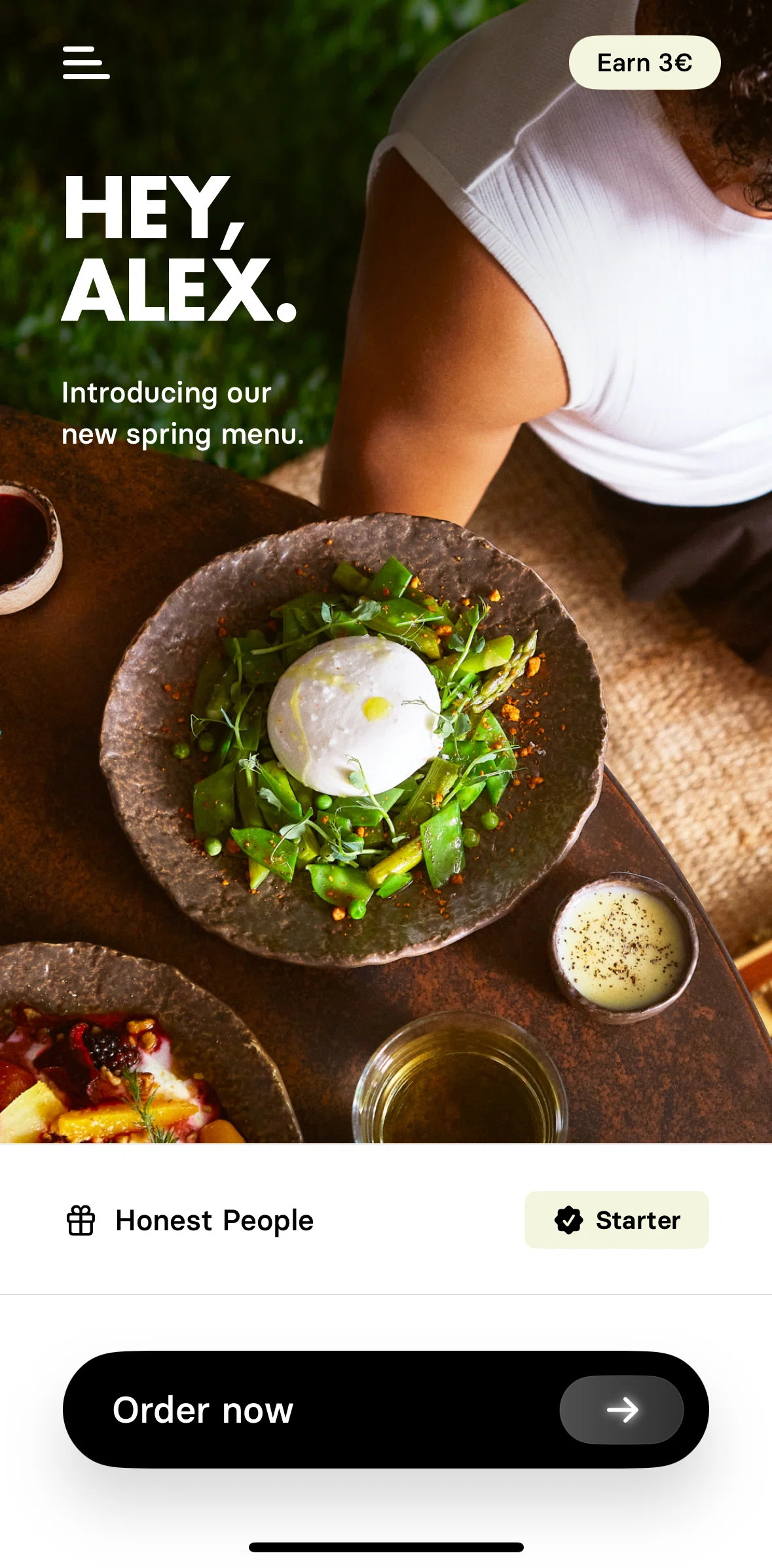 Honest Greens Screen screen in the Loyalty program flow