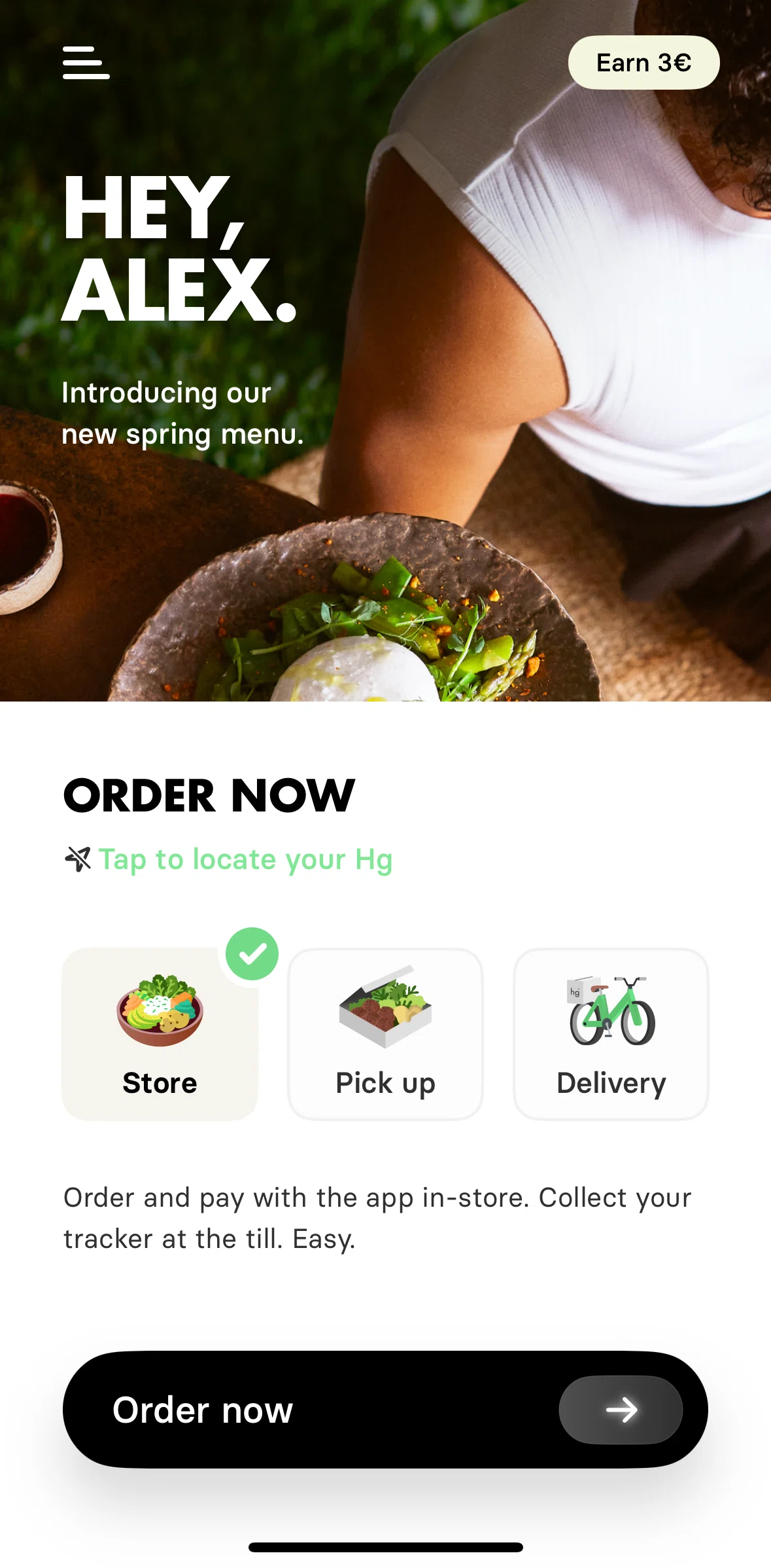 Honest Greens Screen screen in the Starting a new order (store) flow