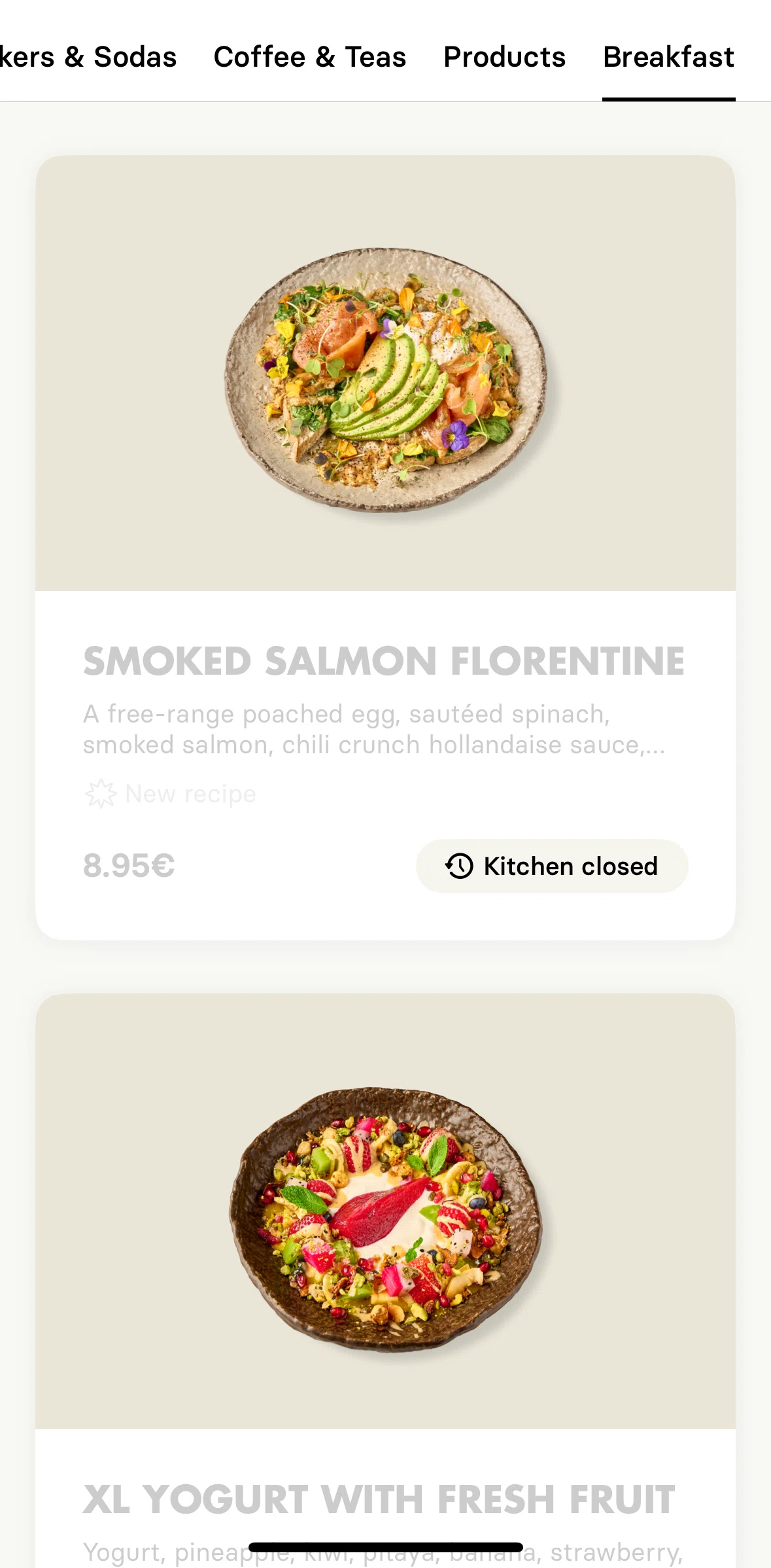 Honest Greens Screen screen in the Unavailable menu flow