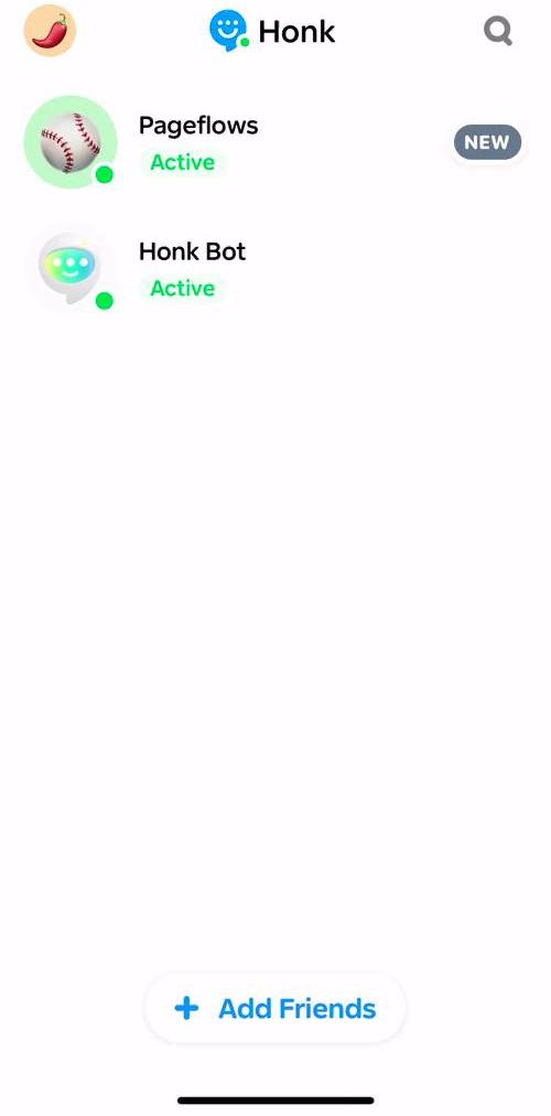 Honk Friends screen in the Chat flow