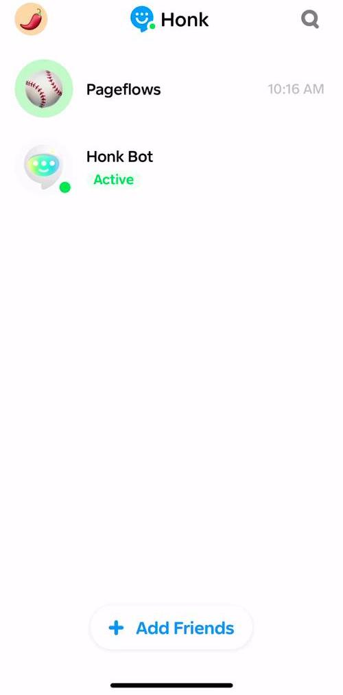 Honk Friends screen in the General Browsing flow