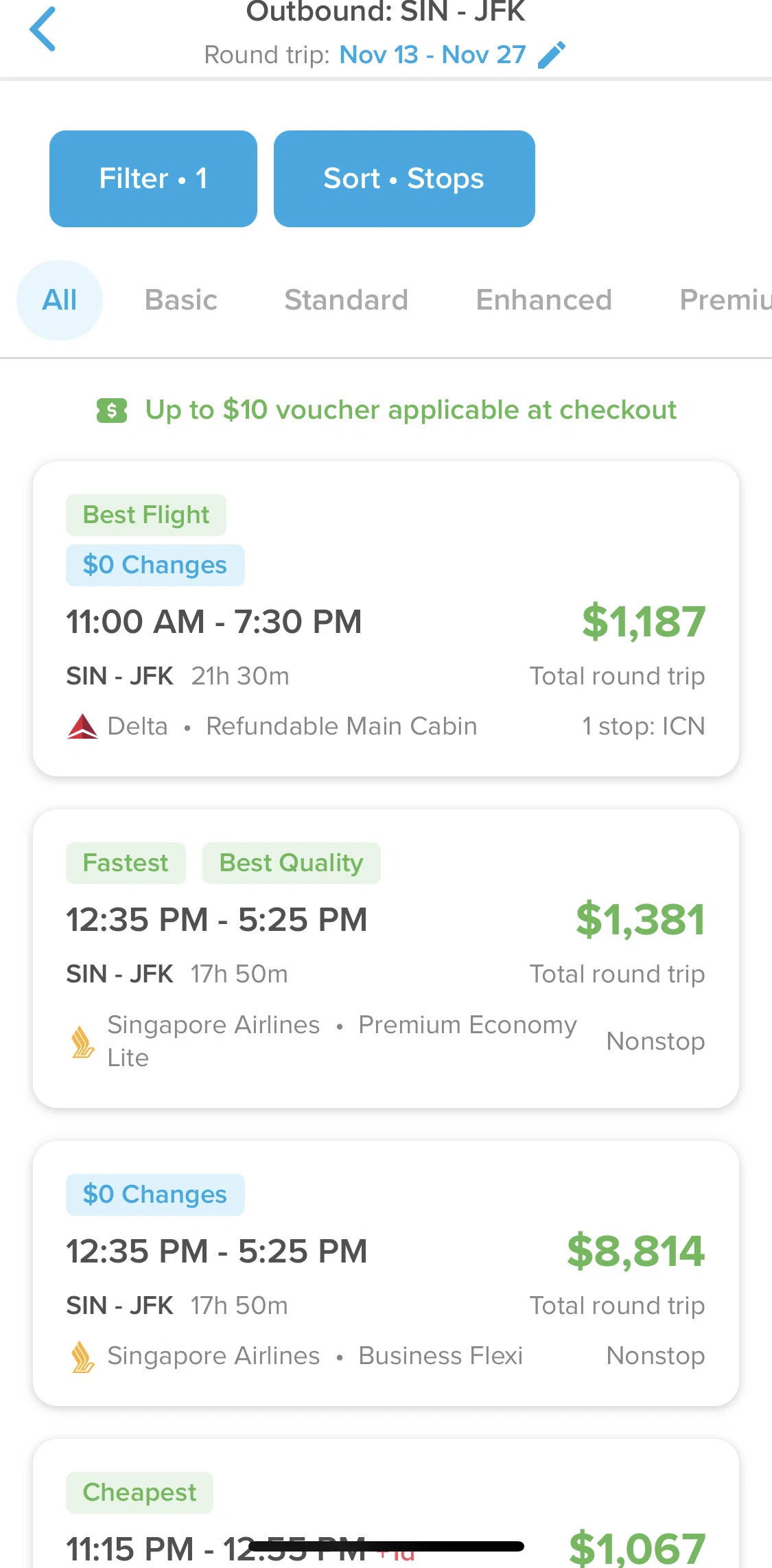 Hopper Screen 1 screen in the Booking a flight flow