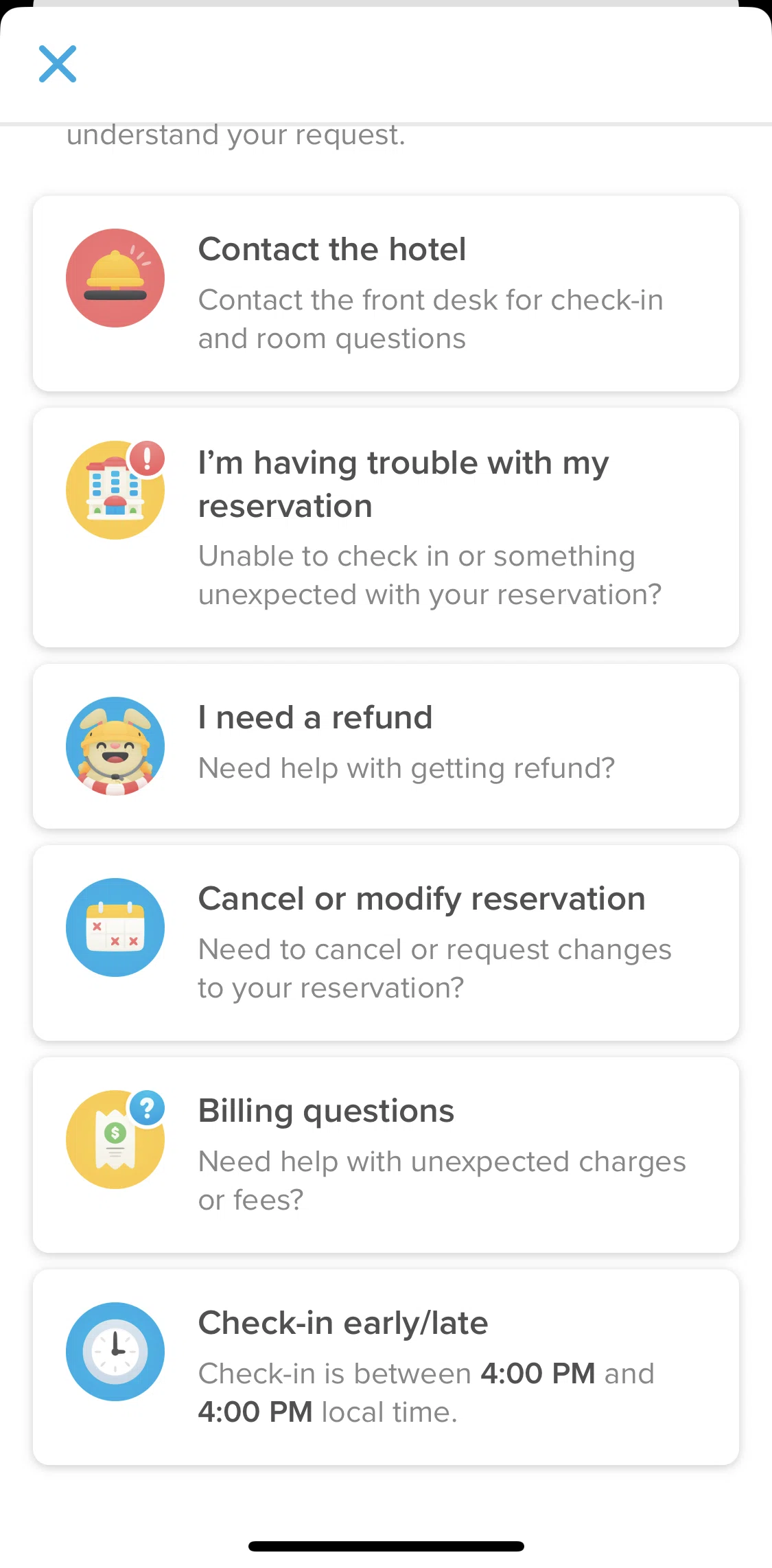 Hopper Screen 1 screen in the Cancelling a reservation (hotel) flow