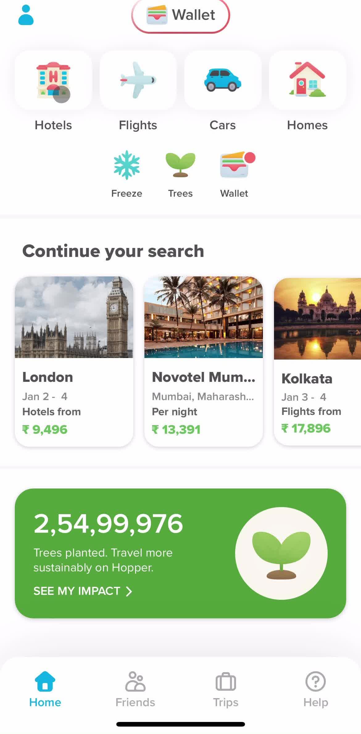 Hopper Home screen in the Filtering flow