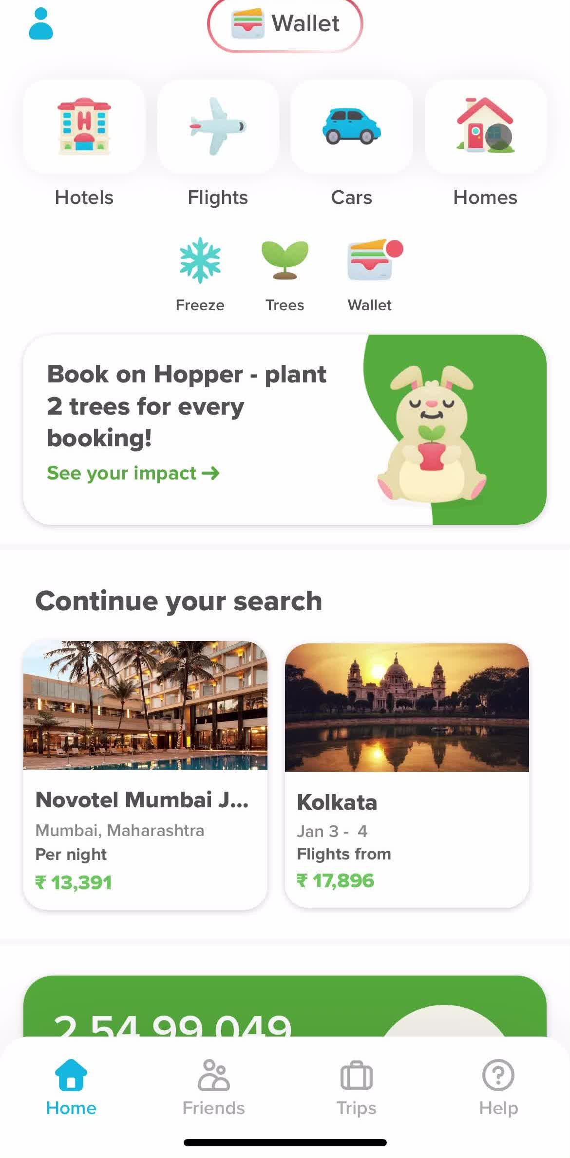 Hopper Home screen in the Finding Homes flow