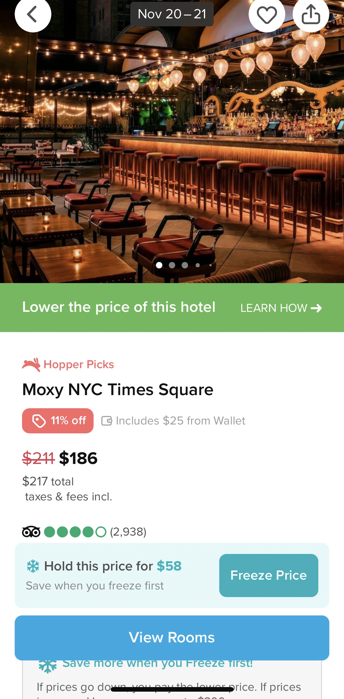 Hopper Screen 1 screen in the Hotel detail flow