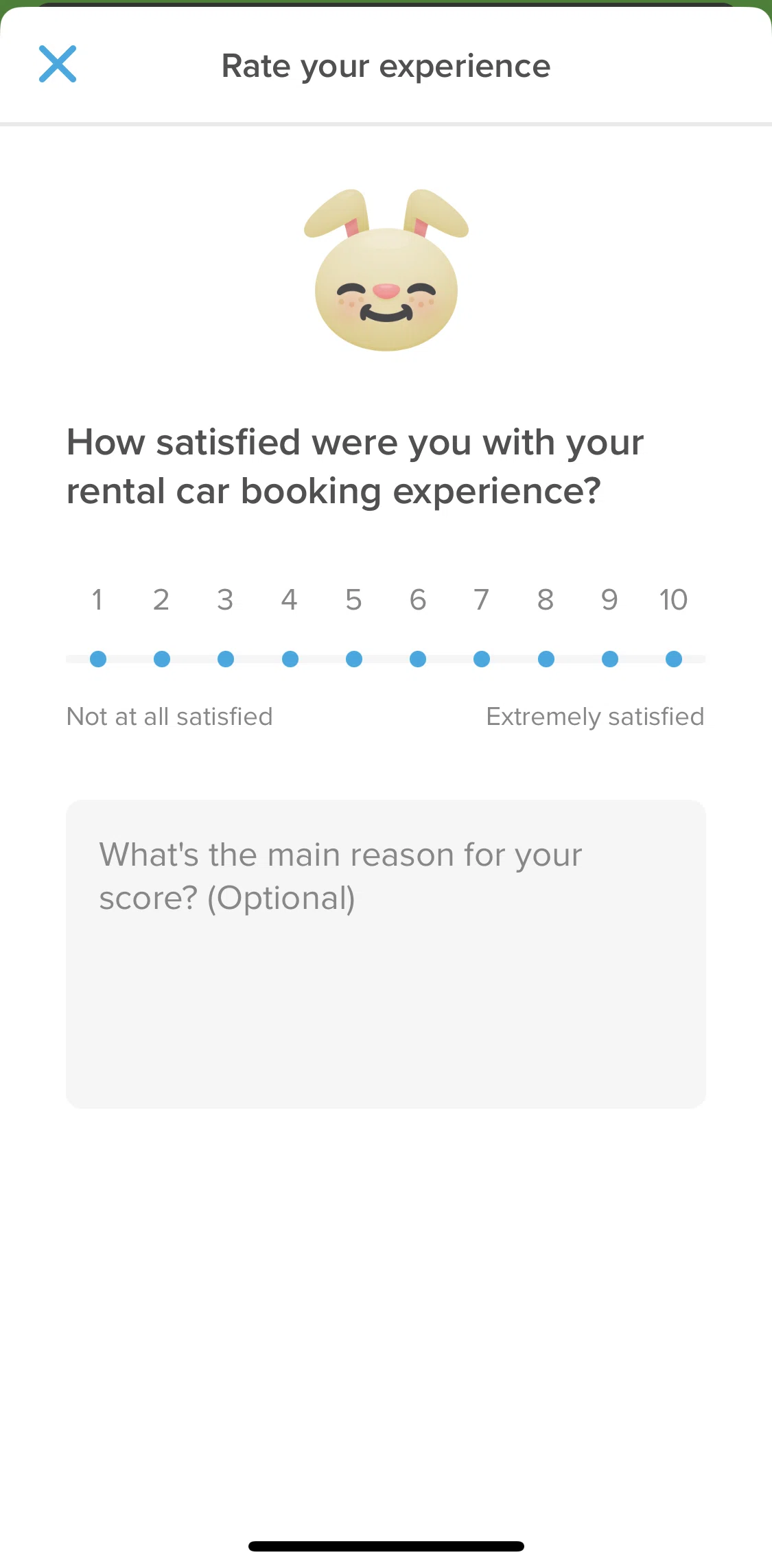 Hopper Screen 1 screen in the Submitting app experience feedback flow