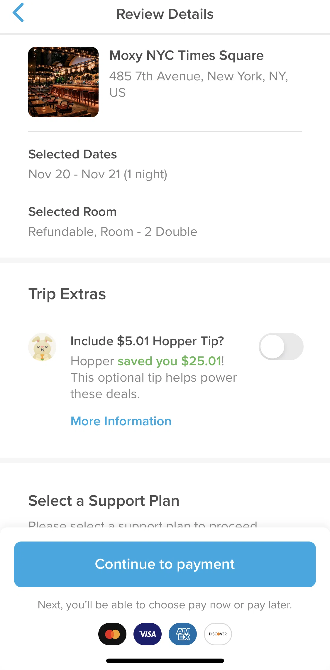 Hopper Screen 1 screen in the Tips information flow
